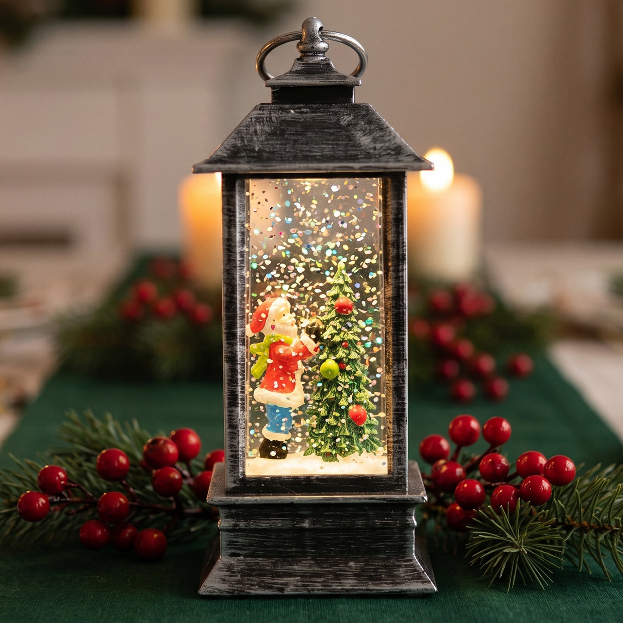 Unique Bargains Christmas Light Up Crystal Ball Mini LED Glitter Sphere Orb Brown Style P