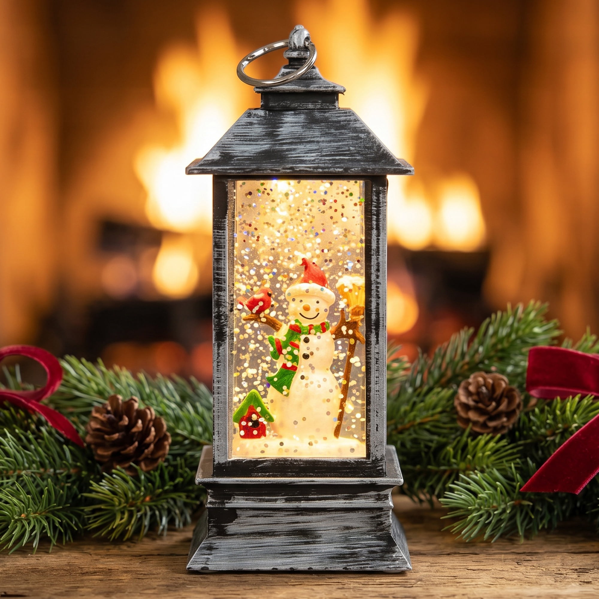 Unique Bargains Christmas Light Up Crystal Ball Mini LED Glitter Sphere Orb Brown Style S