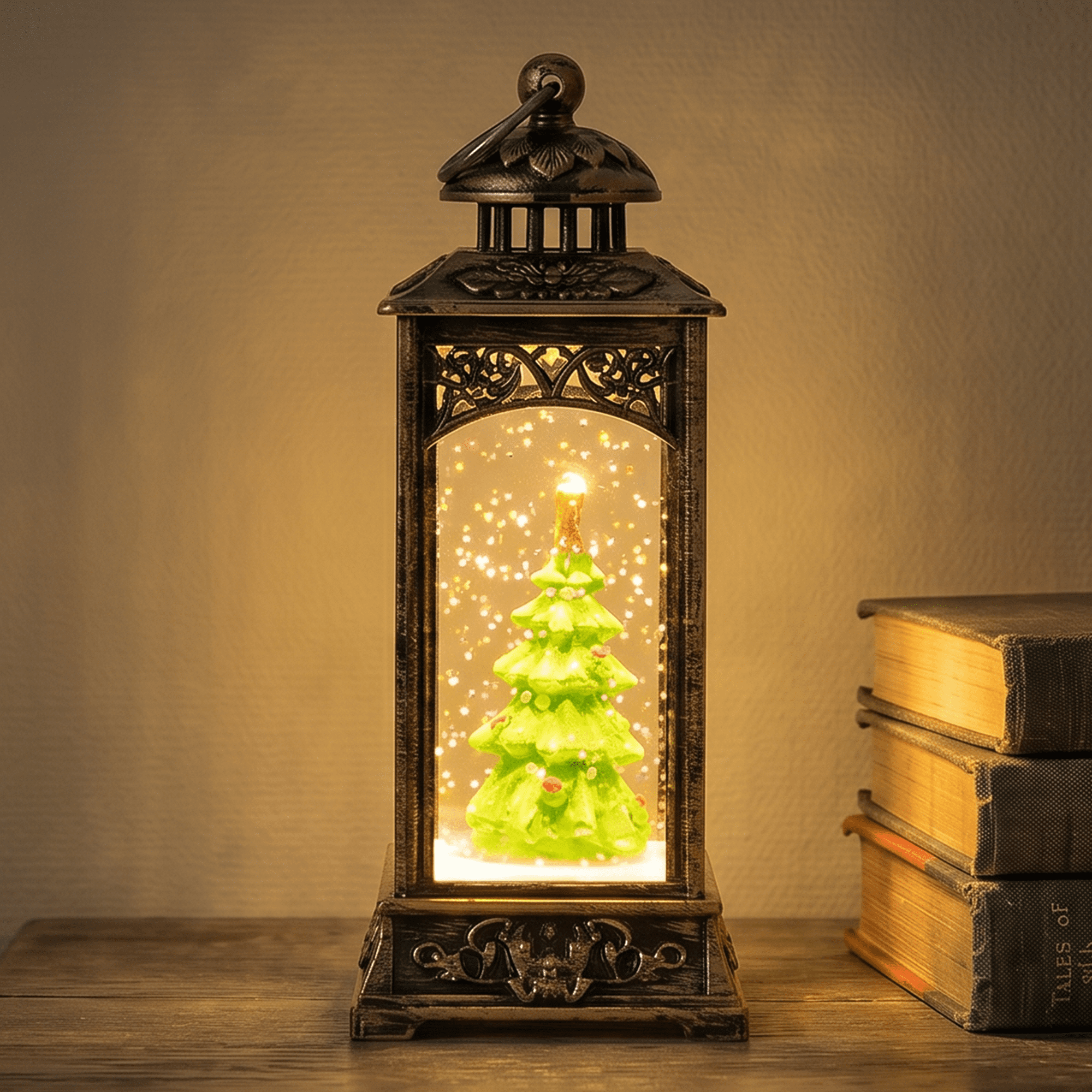 Unique Bargains Christmas Light Up Crystal Ball Mini LED Glitter Sphere Orb Brown Style T