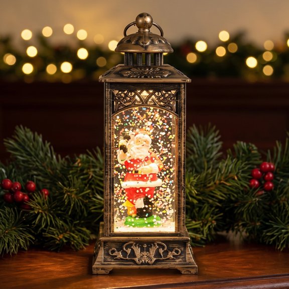 Unique Bargains Christmas Light Up Crystal Ball Mini LED Glitter Sphere Orb Brown Style V