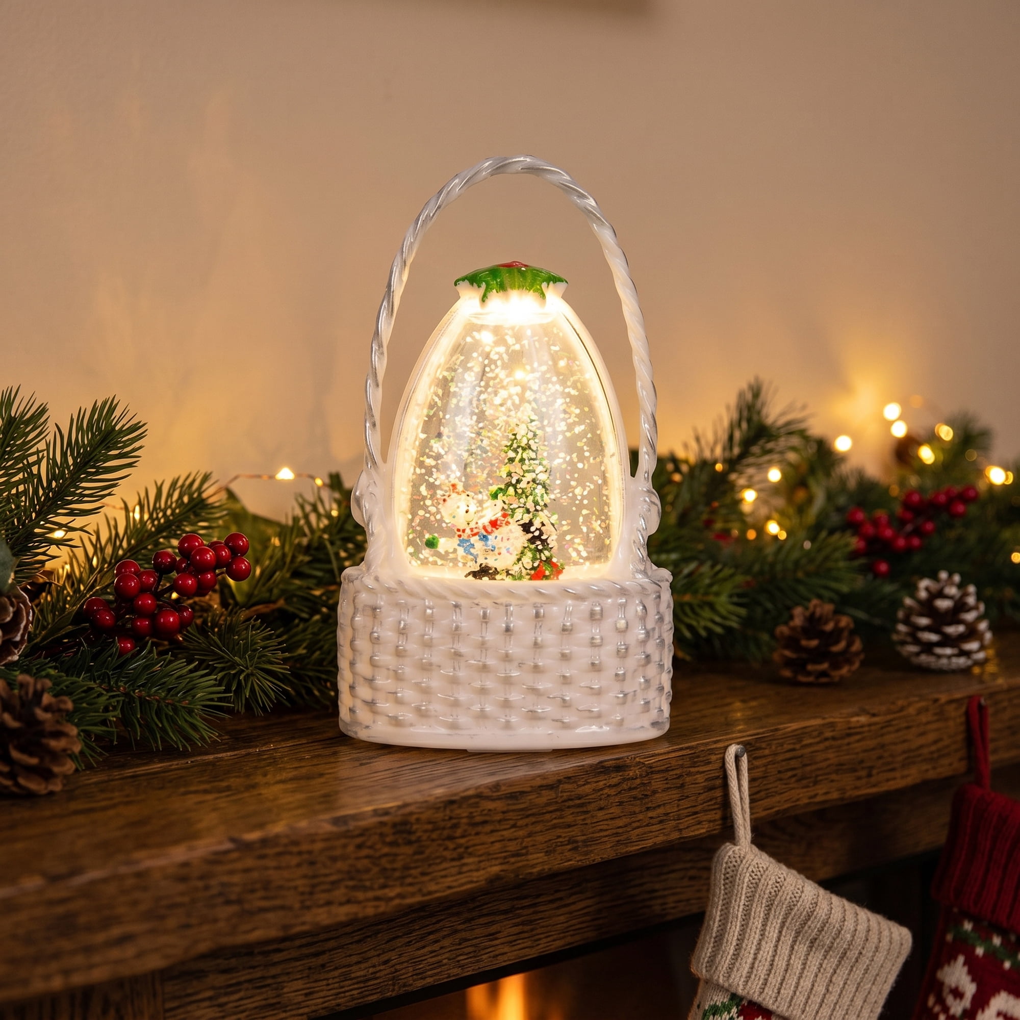 Unique Bargains Christmas Light Up Crystal Ball Shatterproof LED Glitter Sphere Orbs White