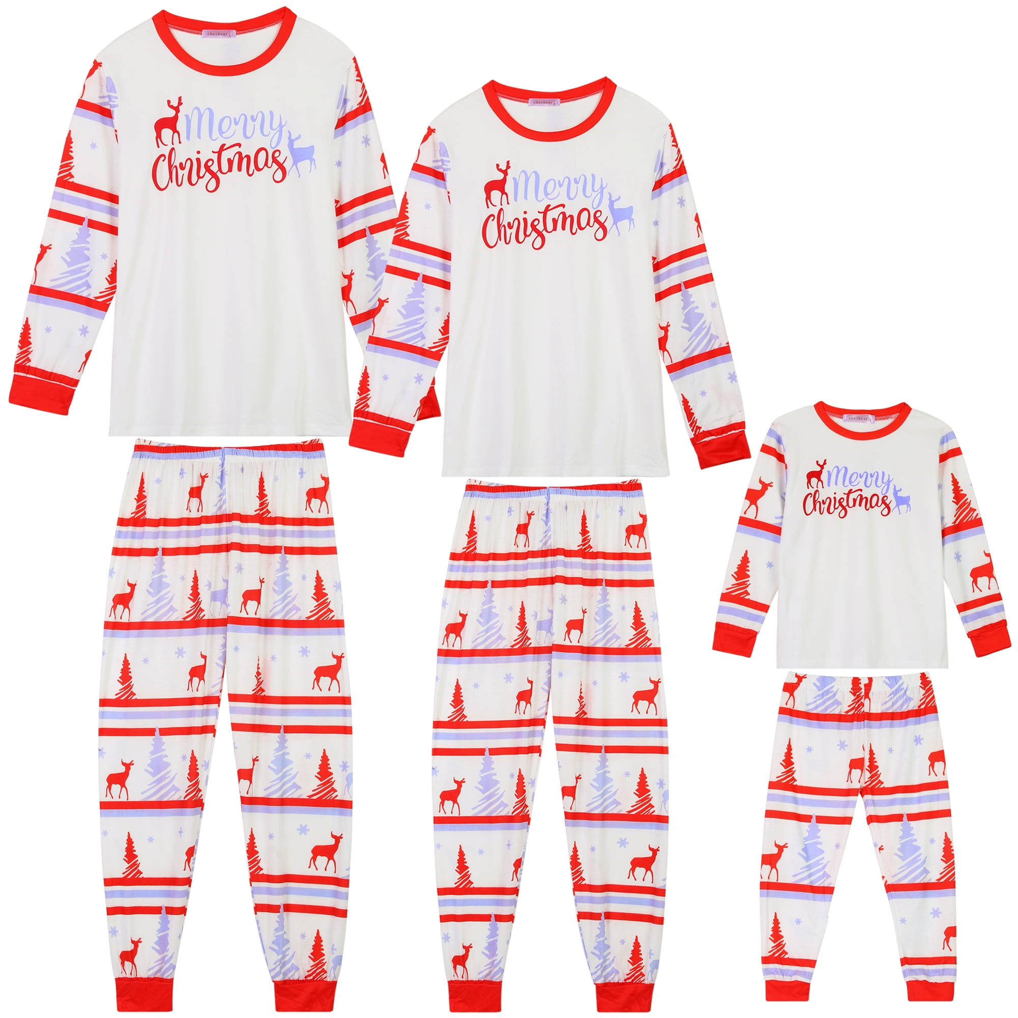 Unique Bargains Christmas Long Sleeve Tee with Pants Lounge Family Pajama Sets XS Women