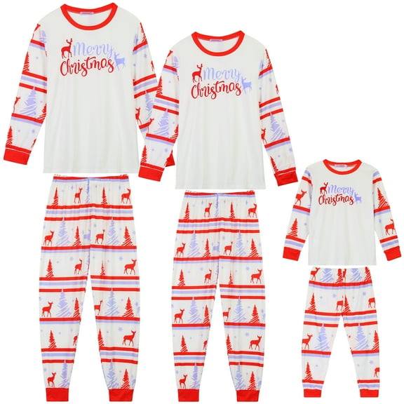 Unique Bargains Christmas Long Sleeve Tee with Pants Lounge Family Pajama Sets XS Big Boys