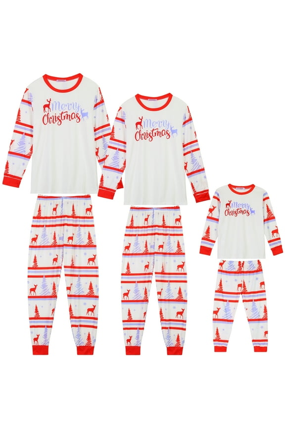 Christmas Long Sleeve Tee with Pants Lounge Family Pajama Sets XS Big Boys