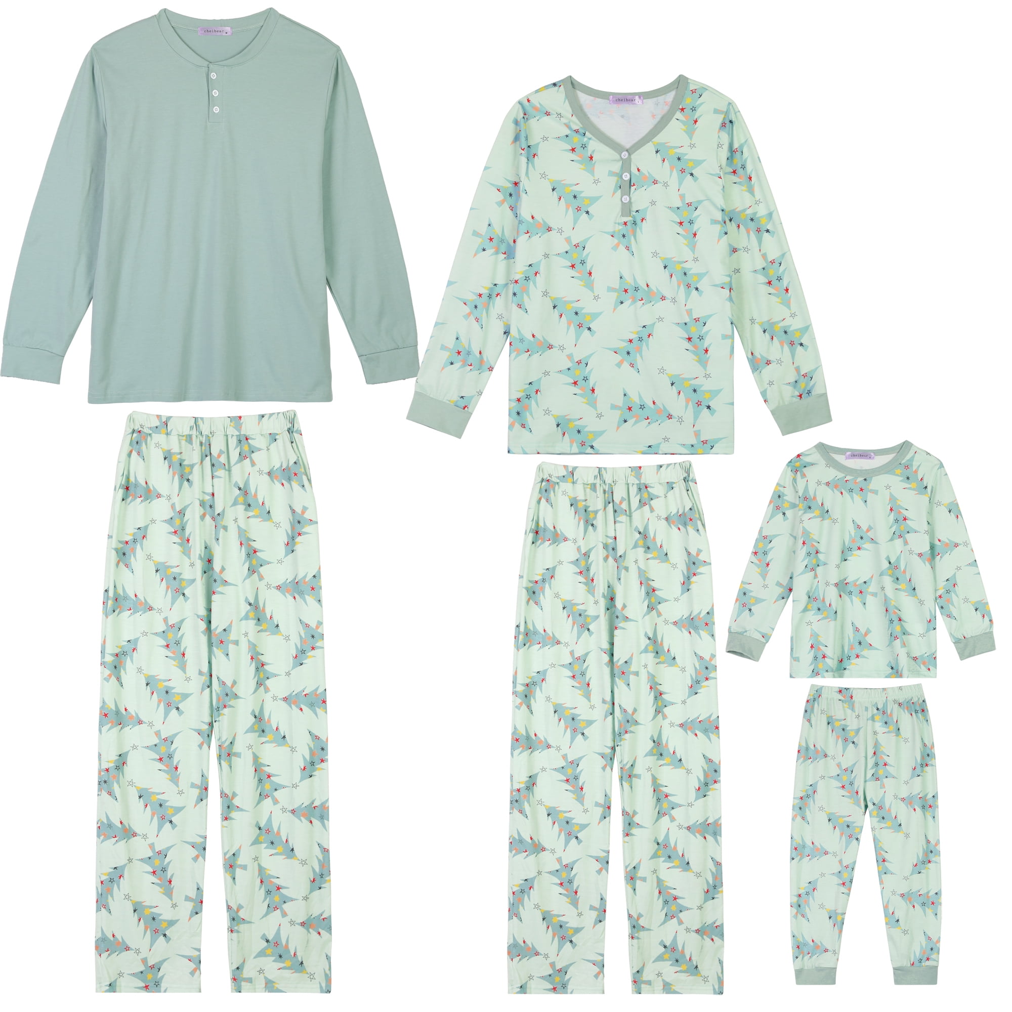 Unique Bargains Christmas Sleepwear Long Sleeve Tee with Pants Lounge Family Pajama Sets L Big Boys