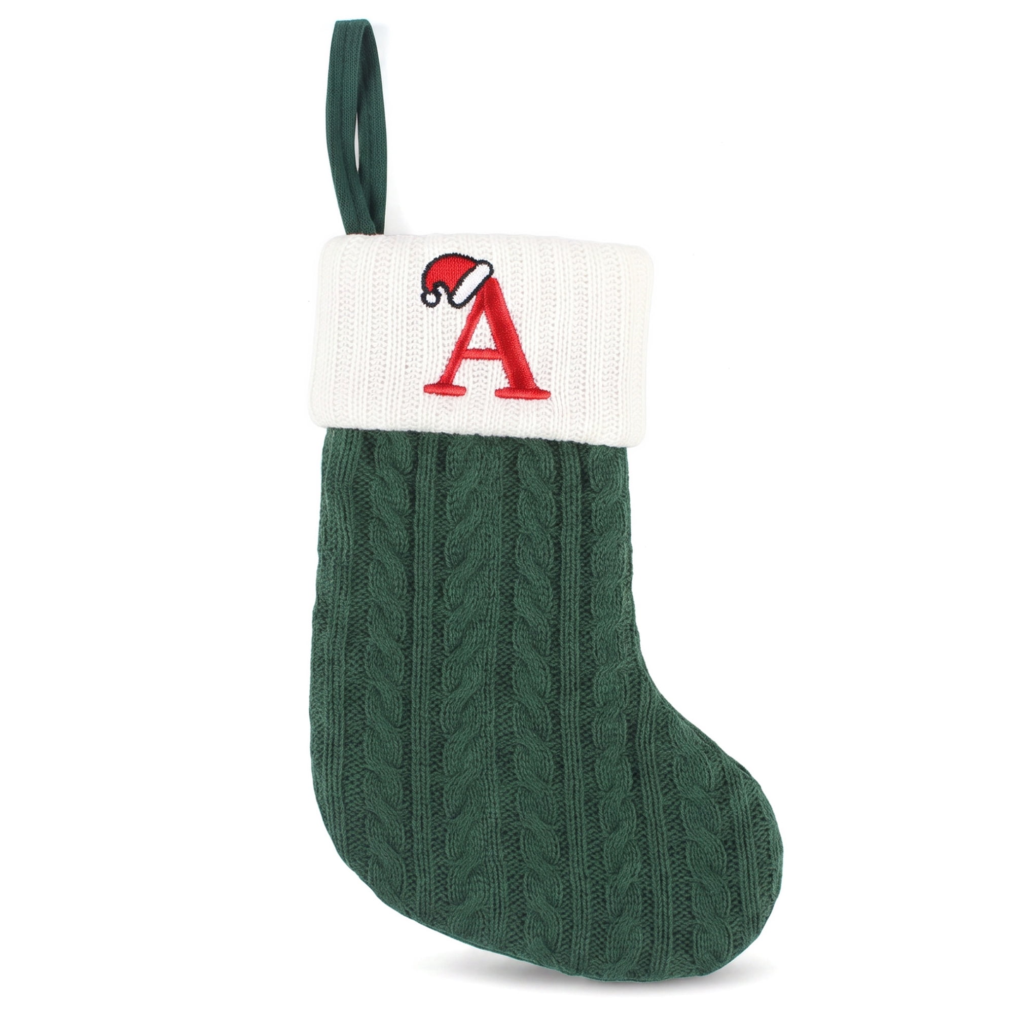 Unique Bargains Christmas Luxury Grand Hearth Accent Stocking Green Letter A 8"