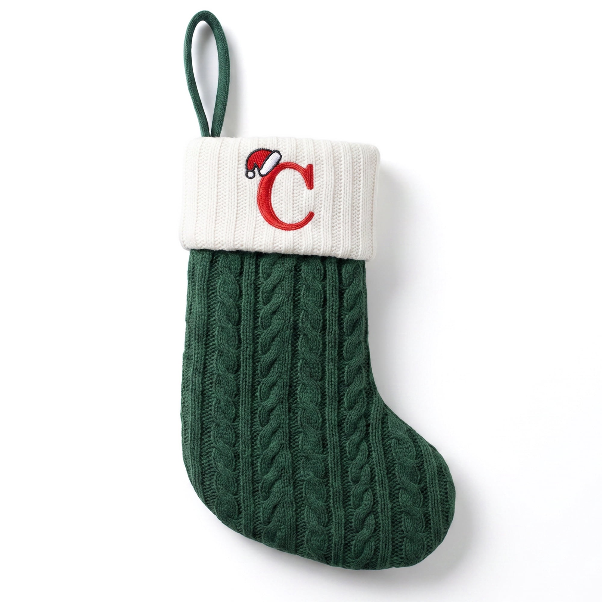 Unique Bargains Christmas Luxury Grand Hearth Accent Stocking Green Letter C 8"