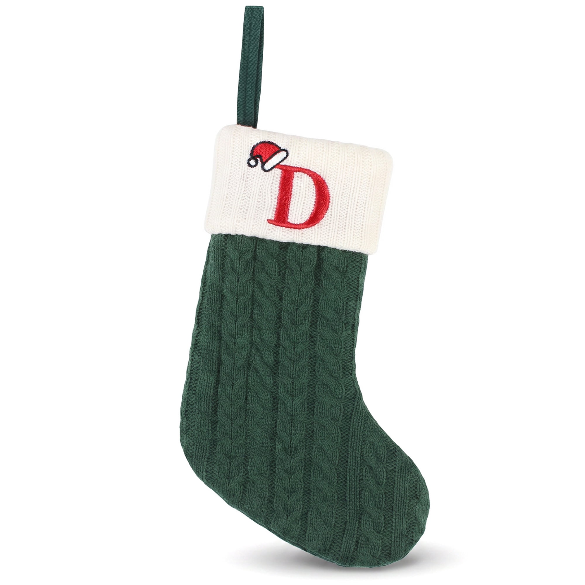 Unique Bargains Christmas Luxury Grand Hearth Accent Stocking Green Letter D 8"