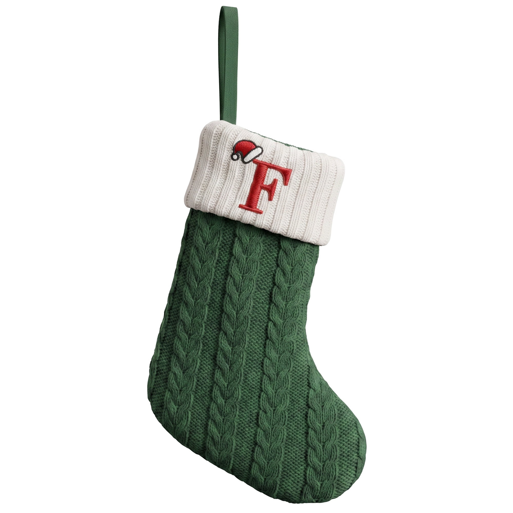 Unique Bargains Christmas Luxury Grand Hearth Accent Stocking Green Letter F 8"