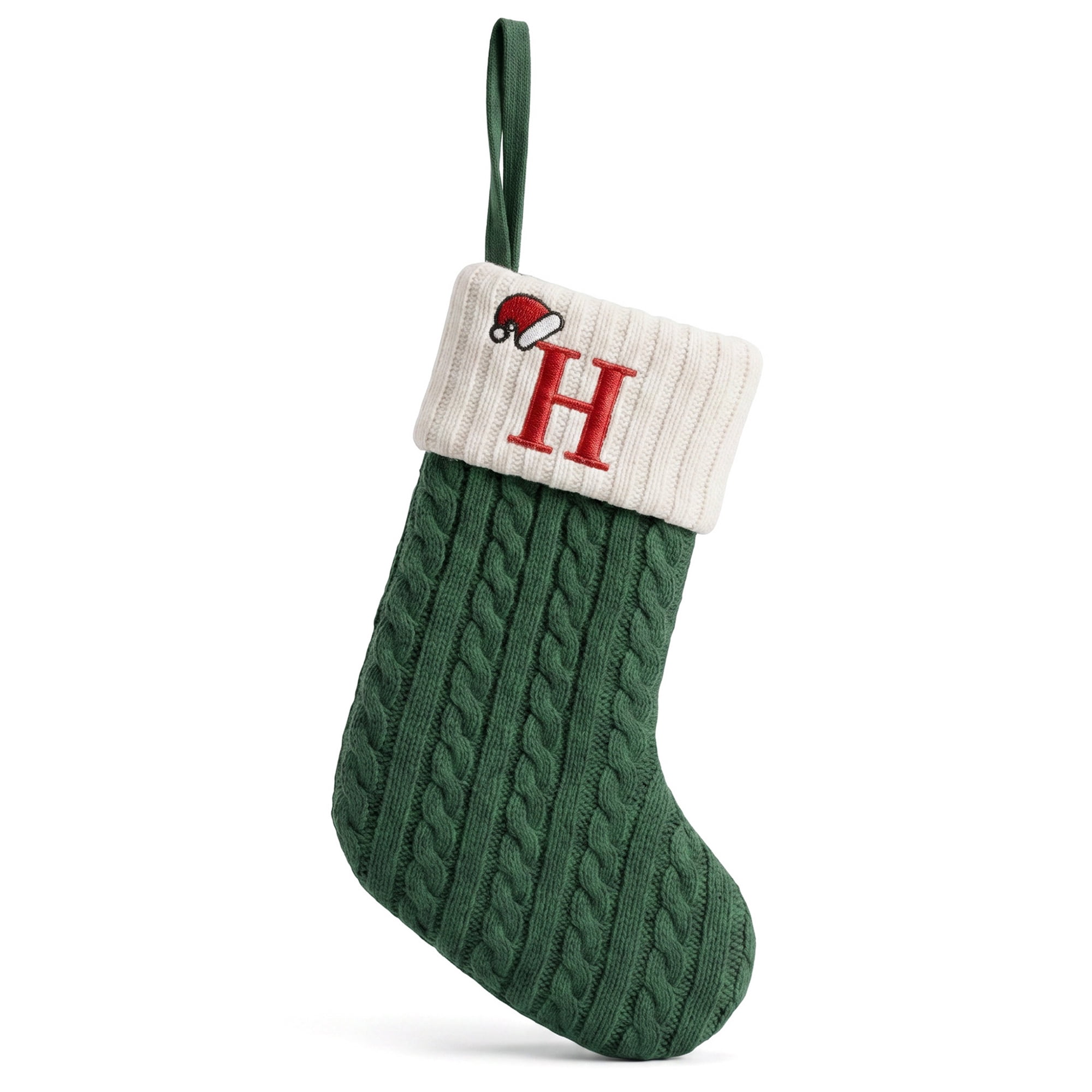 Unique Bargains Christmas Luxury Grand Hearth Accent Stocking Green Letter H 8"
