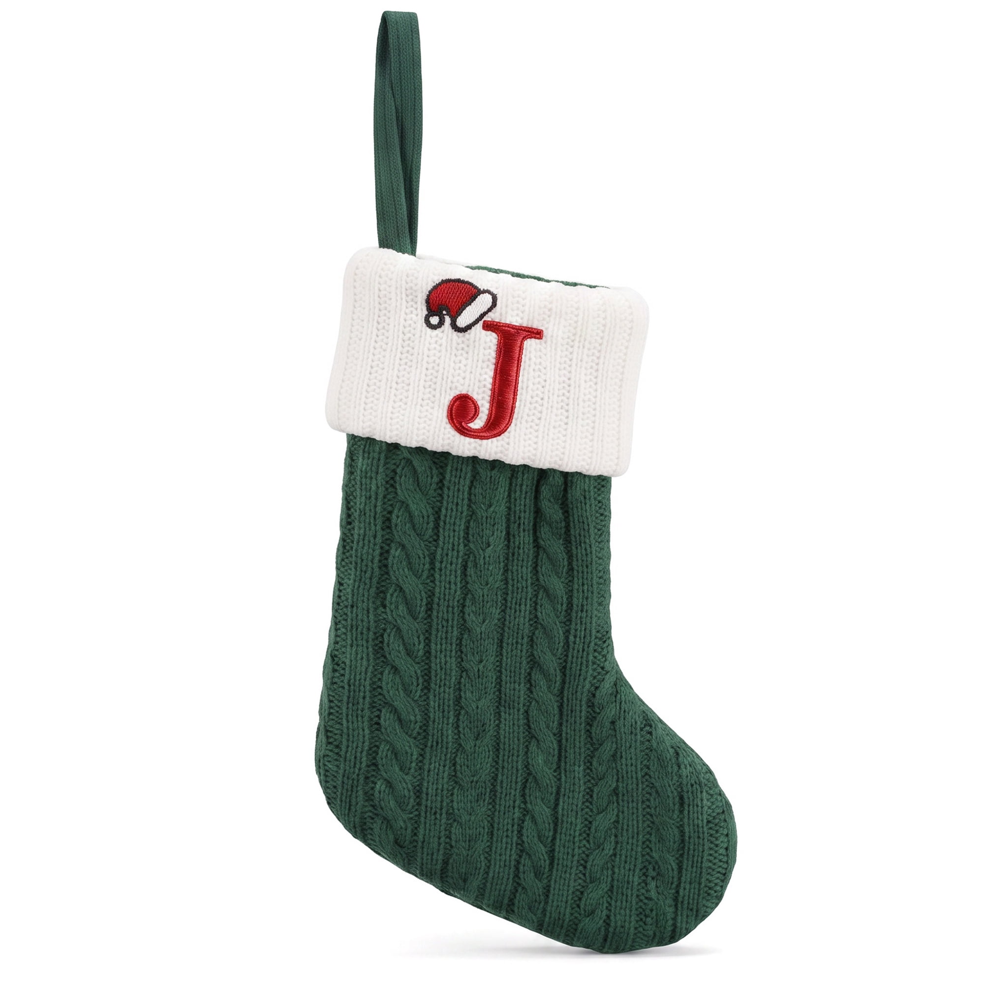 Unique Bargains Christmas Luxury Grand Hearth Accent Stocking Green Letter J 8"