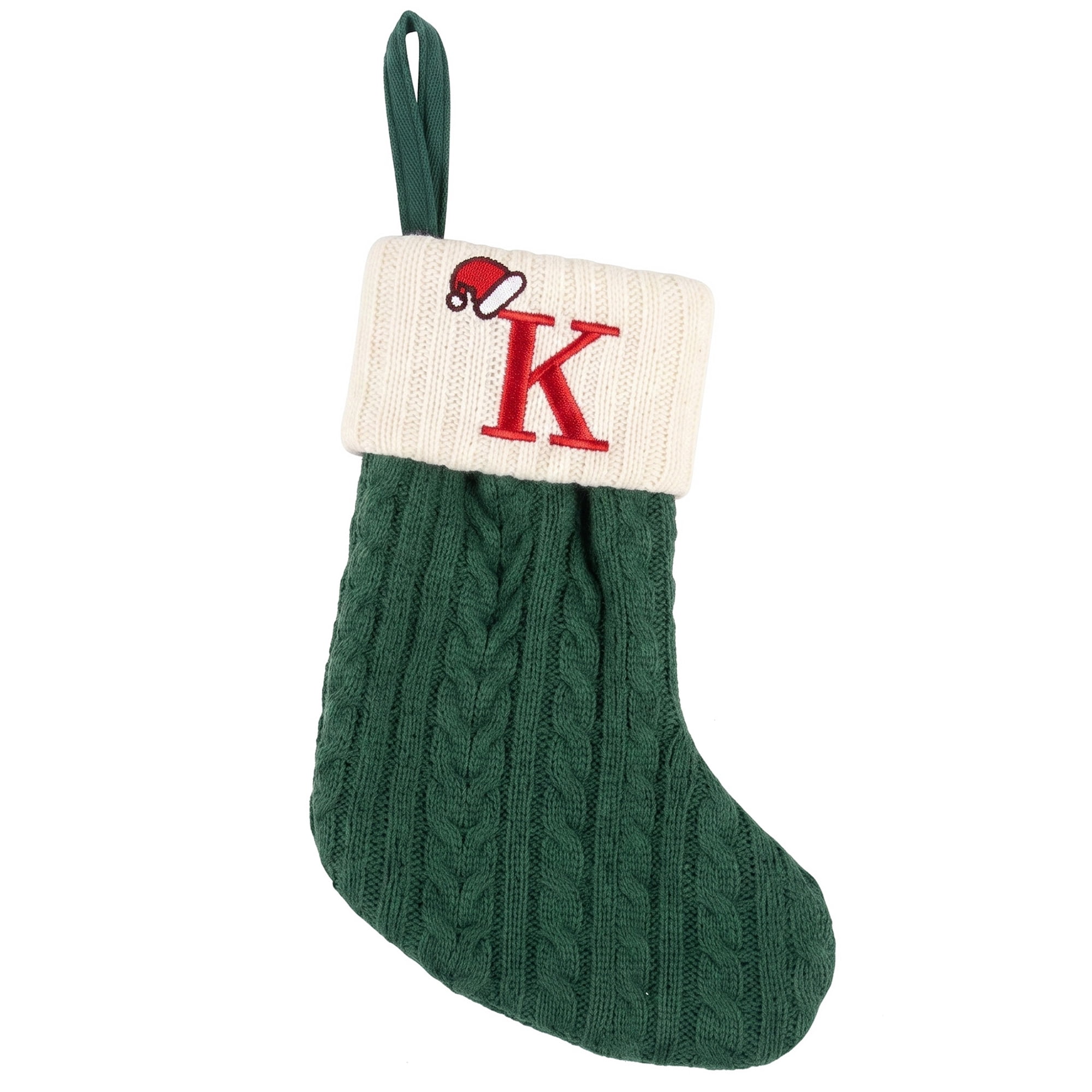 Unique Bargains Christmas Luxury Grand Hearth Accent Stocking Green Letter K 8"