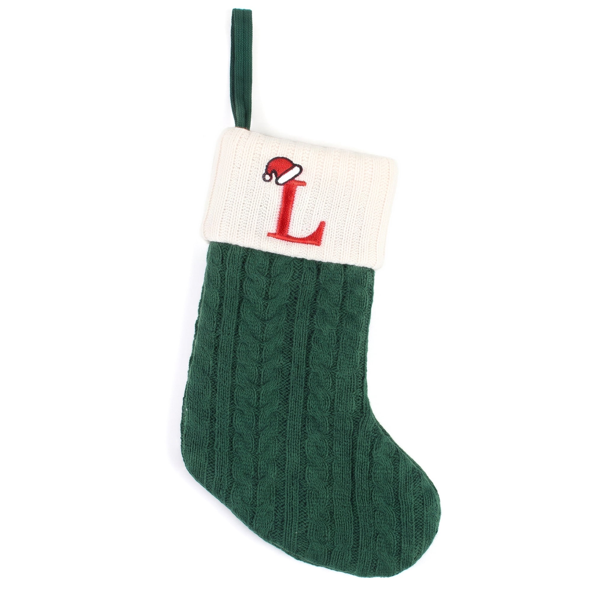 Unique Bargains Christmas Luxury Grand Hearth Accent Stocking Green Letter L 8"