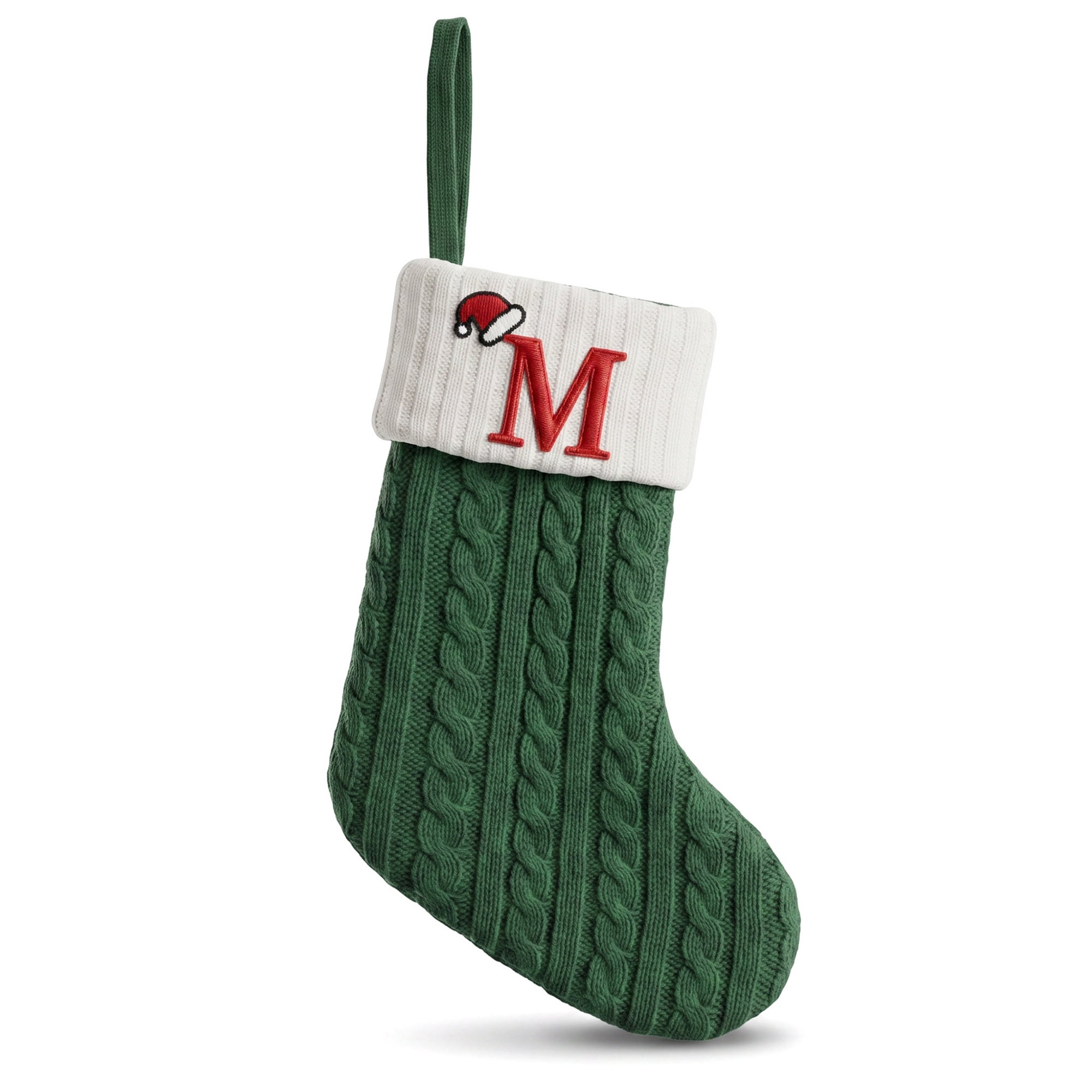 Unique Bargains Christmas Luxury Grand Hearth Accent Stocking Green Letter M 8"