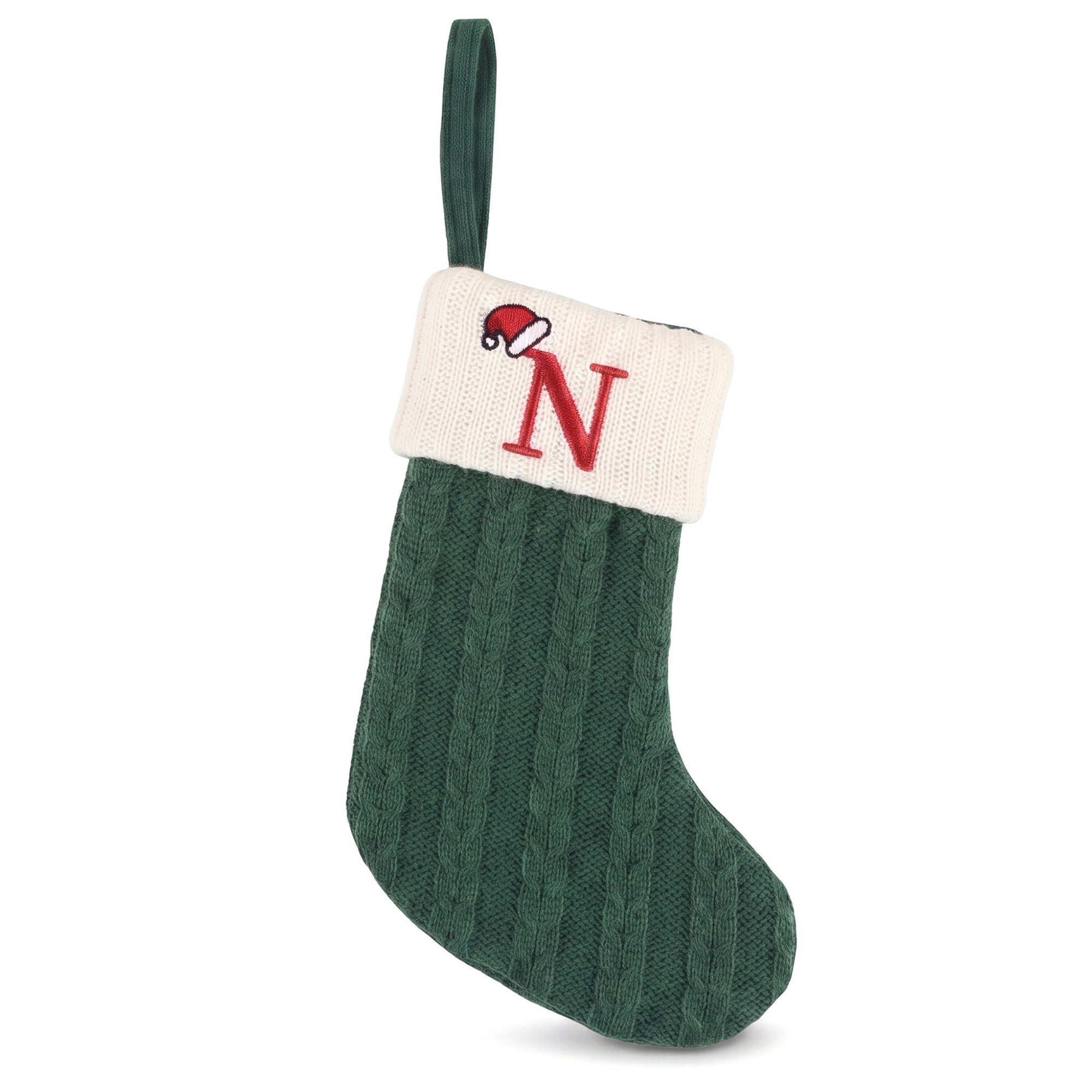 Unique Bargains Christmas Luxury Grand Hearth Accent Stocking Green Letter N 8"