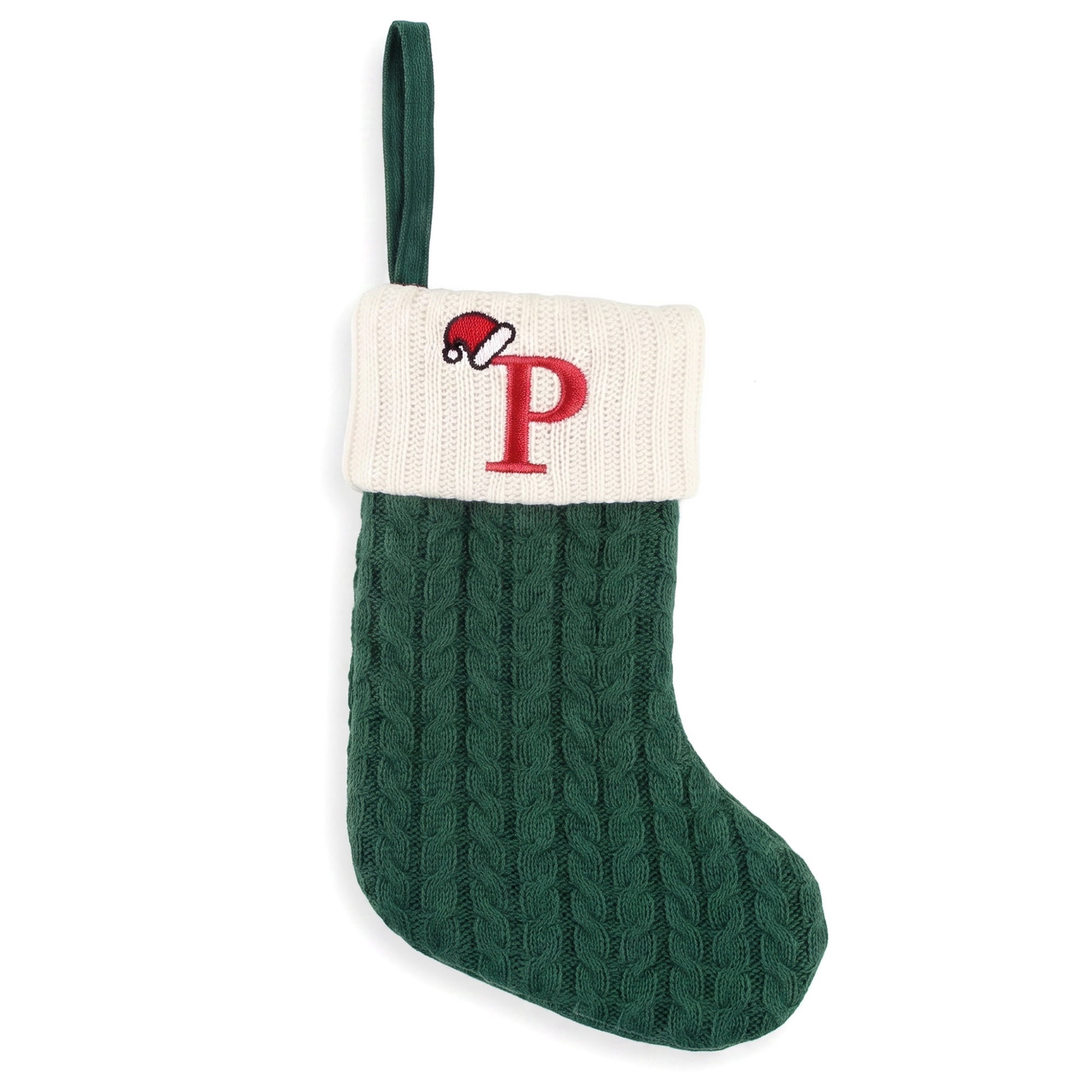 Unique Bargains Christmas Luxury Grand Hearth Accent Stocking Green Letter P 8"