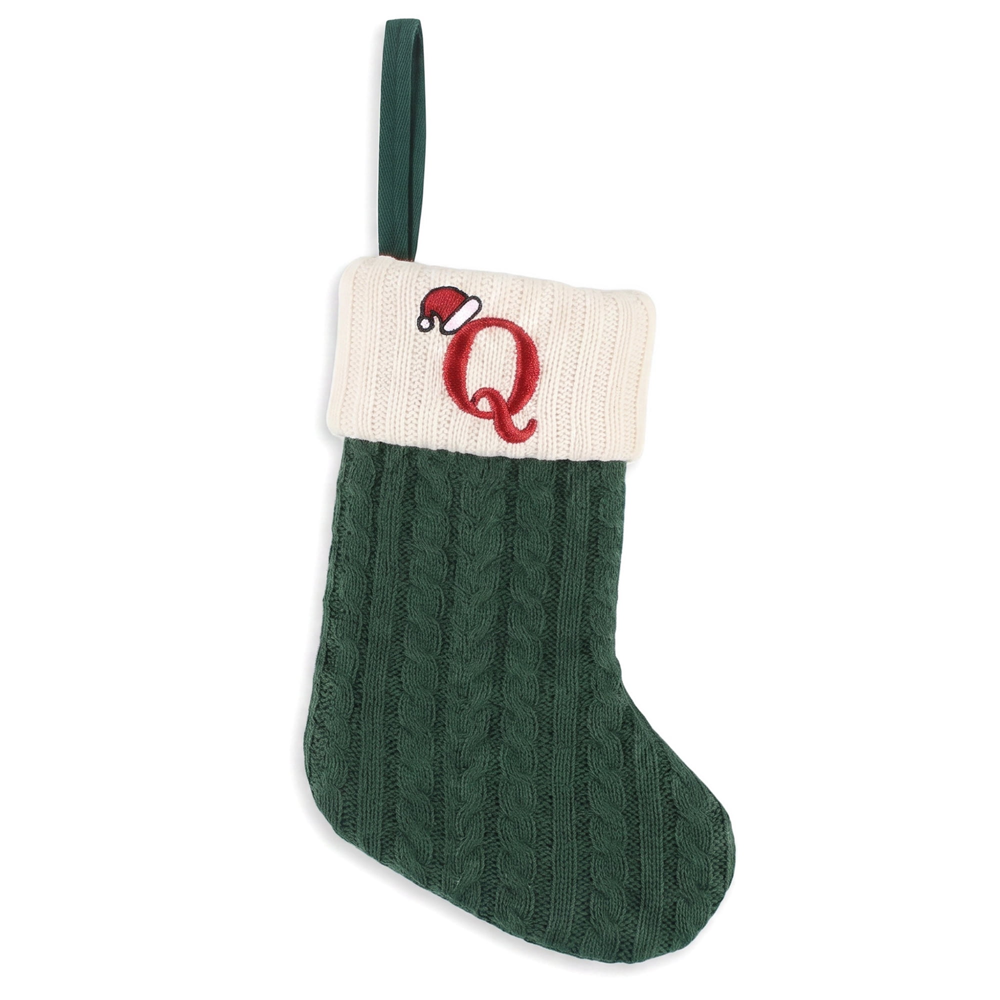 Unique Bargains Christmas Luxury Grand Hearth Accent Stocking Green Letter Q 8"