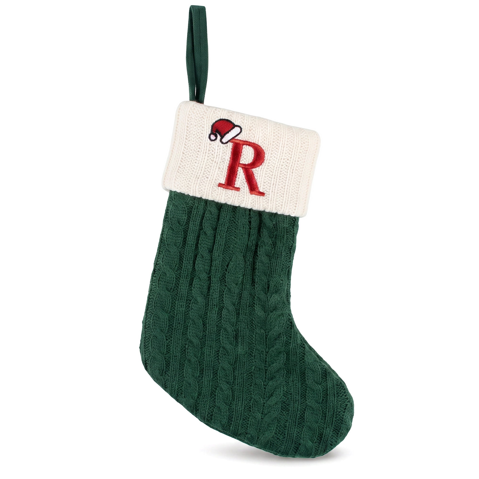 Unique Bargains Christmas Luxury Grand Hearth Accent Stocking Green Letter R 8"