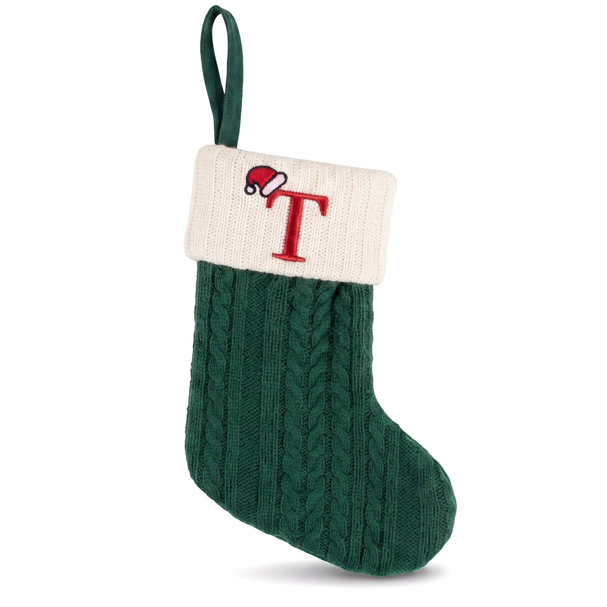Unique Bargains Christmas Luxury Grand Hearth Accent Stocking Green Letter T 8"