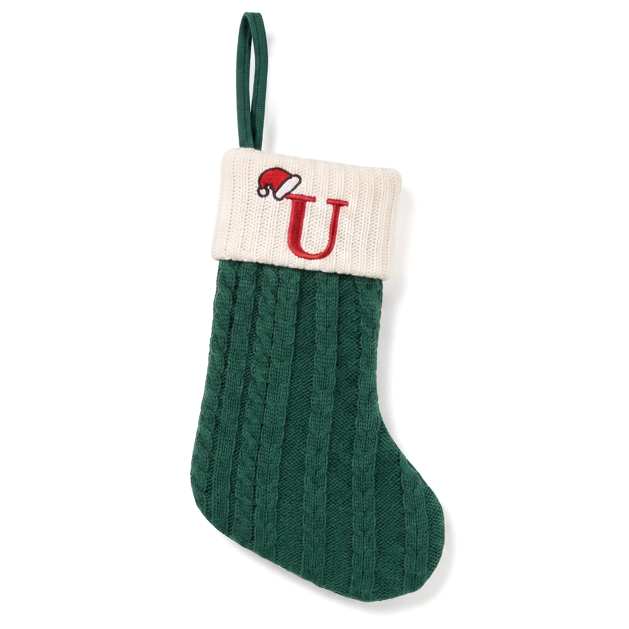 Unique Bargains Christmas Luxury Grand Hearth Accent Stocking Green Letter U 8"