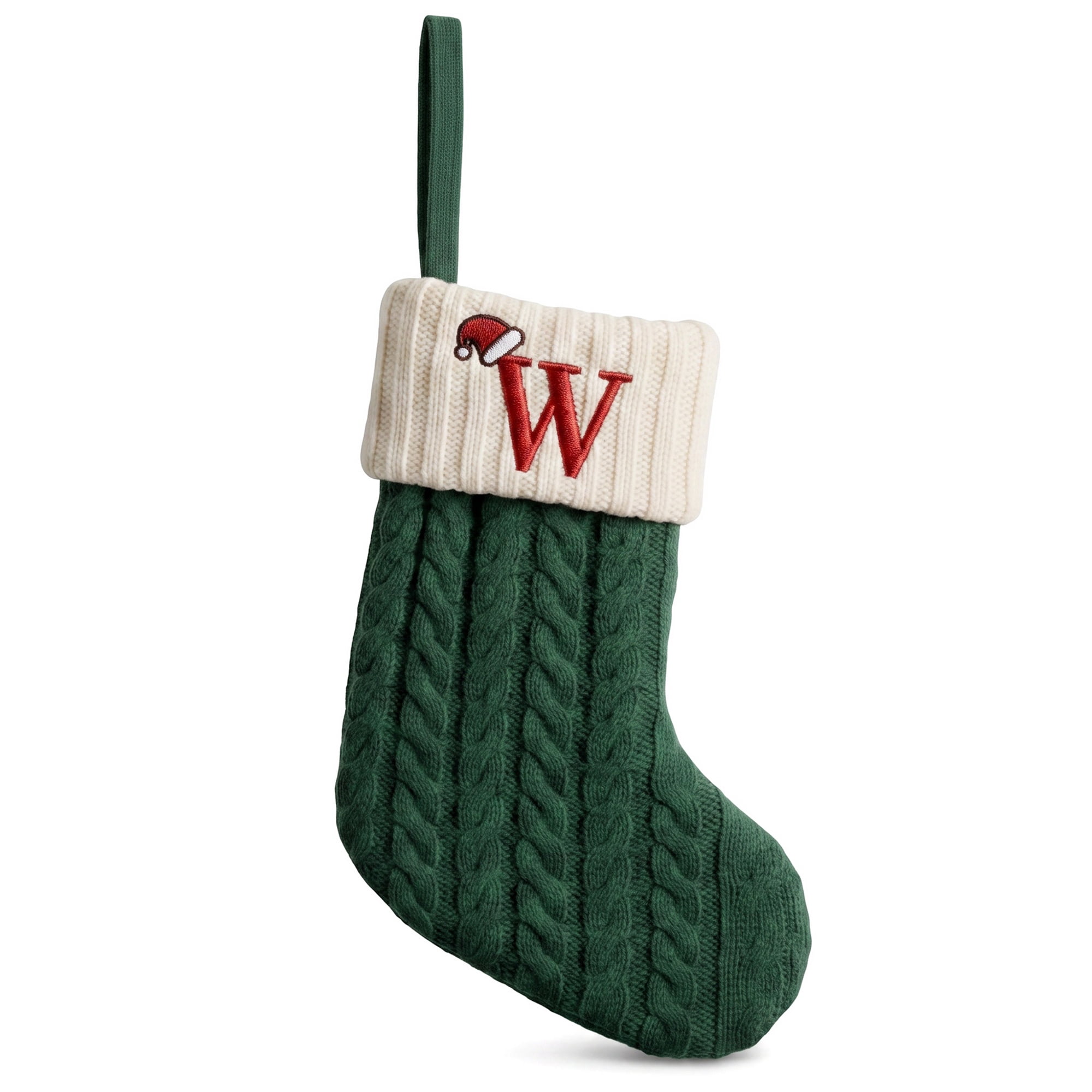 Unique Bargains Christmas Luxury Grand Hearth Accent Stocking Green Letter W 8"