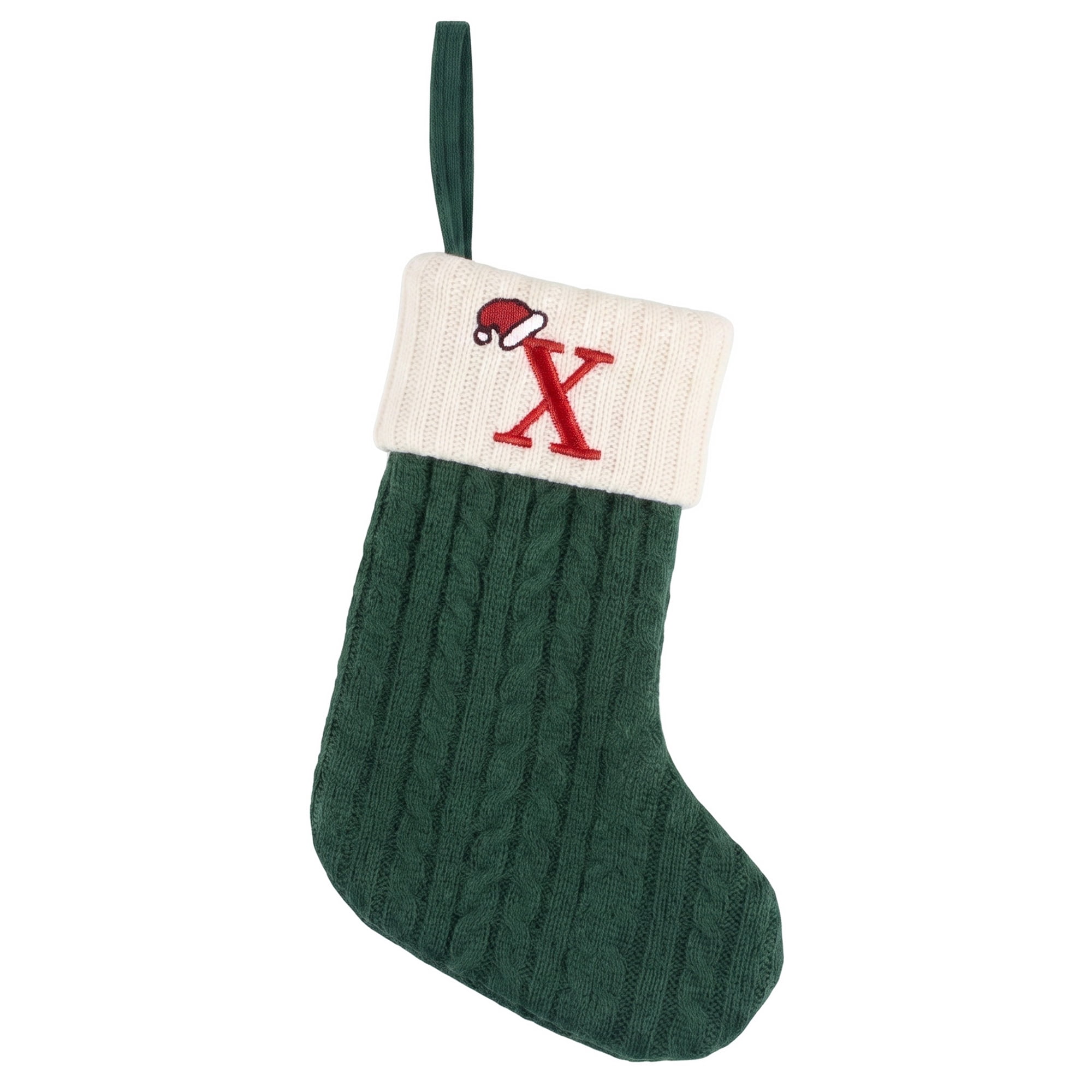 Unique Bargains Christmas Luxury Grand Hearth Accent Stocking Green Letter X 8"