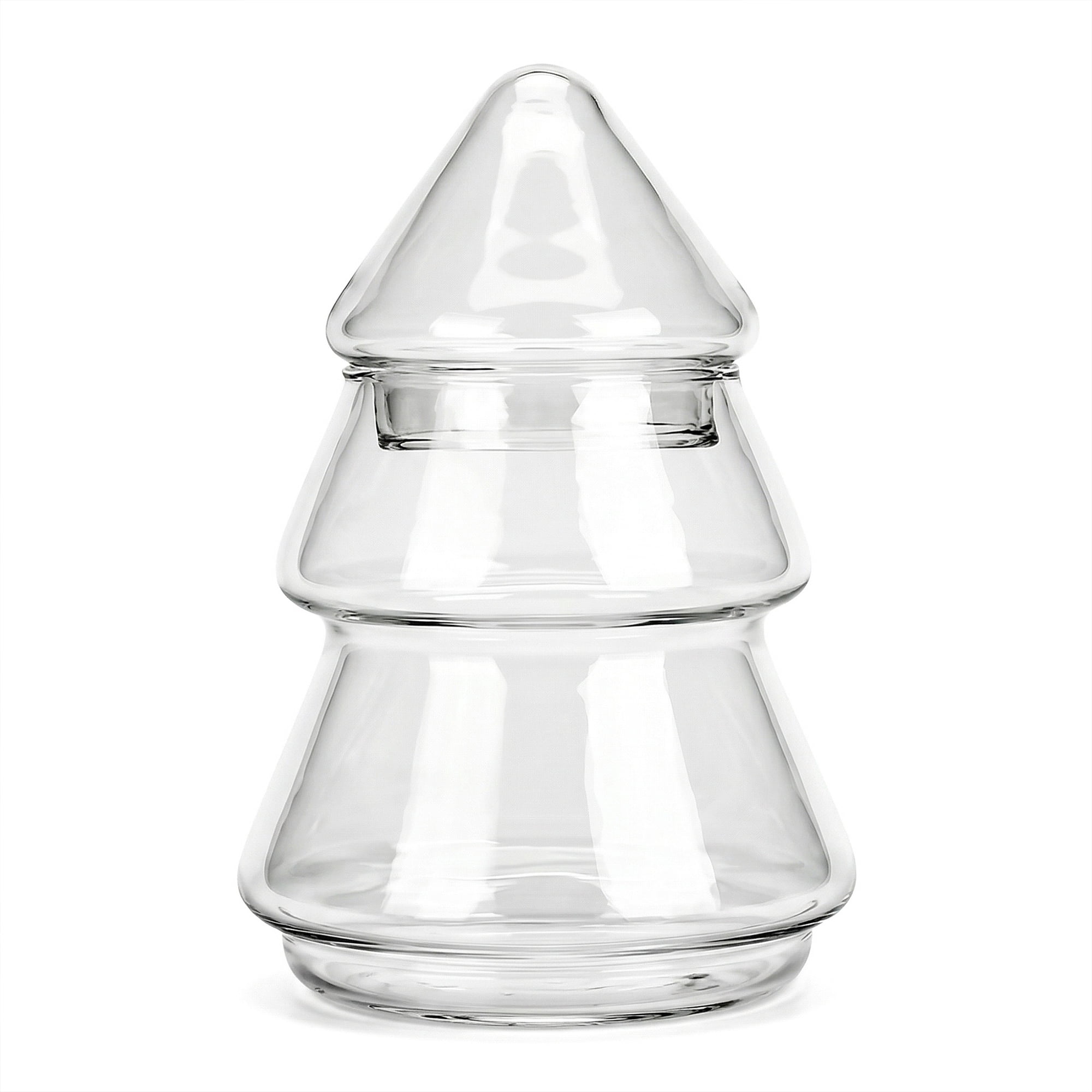Unique Bargains Christmas Tree Glass Storage Jar With Lid Clear 2.7" x 2.7" x 4.7"