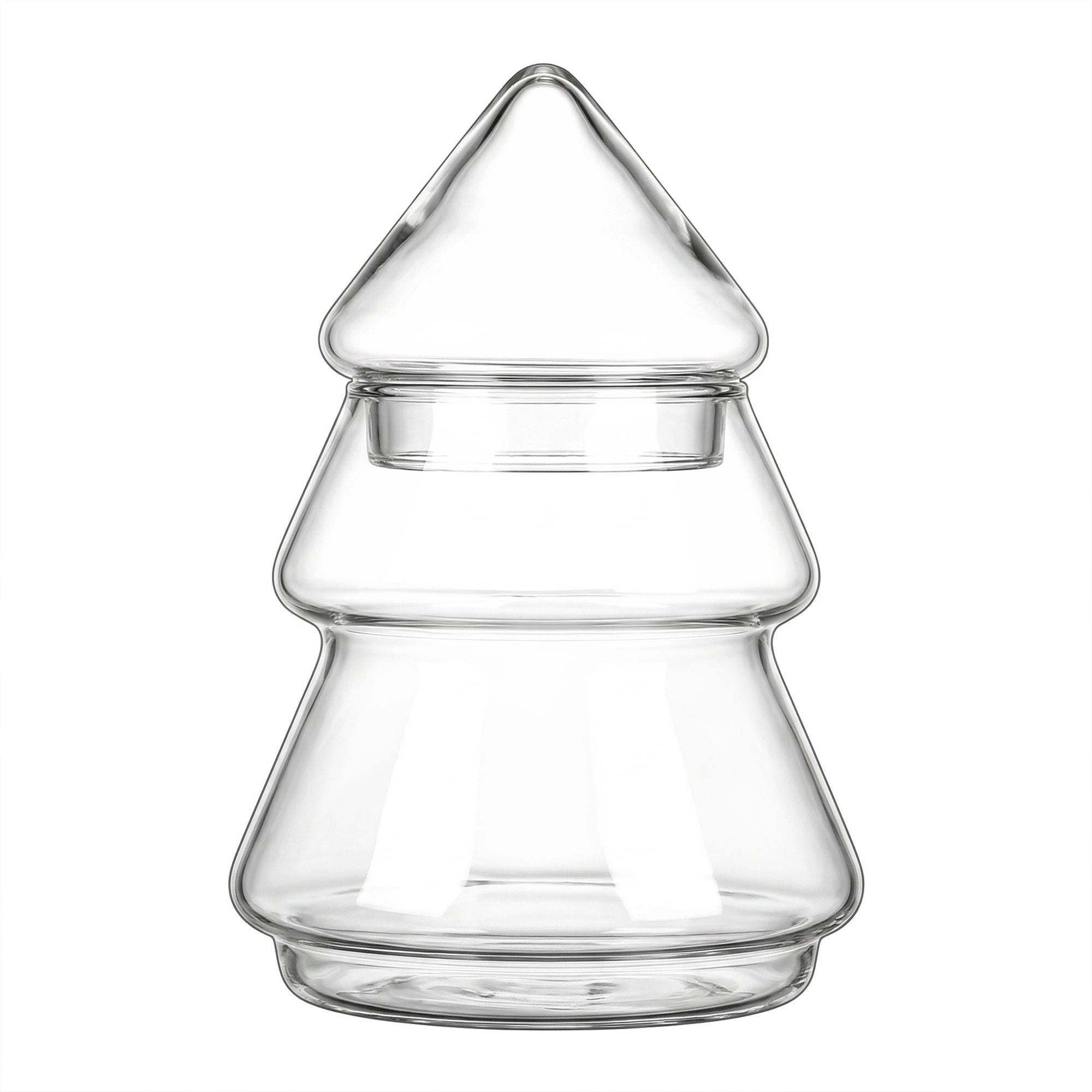 Unique Bargains Christmas Tree Glass Storage Jar With Lid Clear 3.3" x 3.3" x 5.7"
