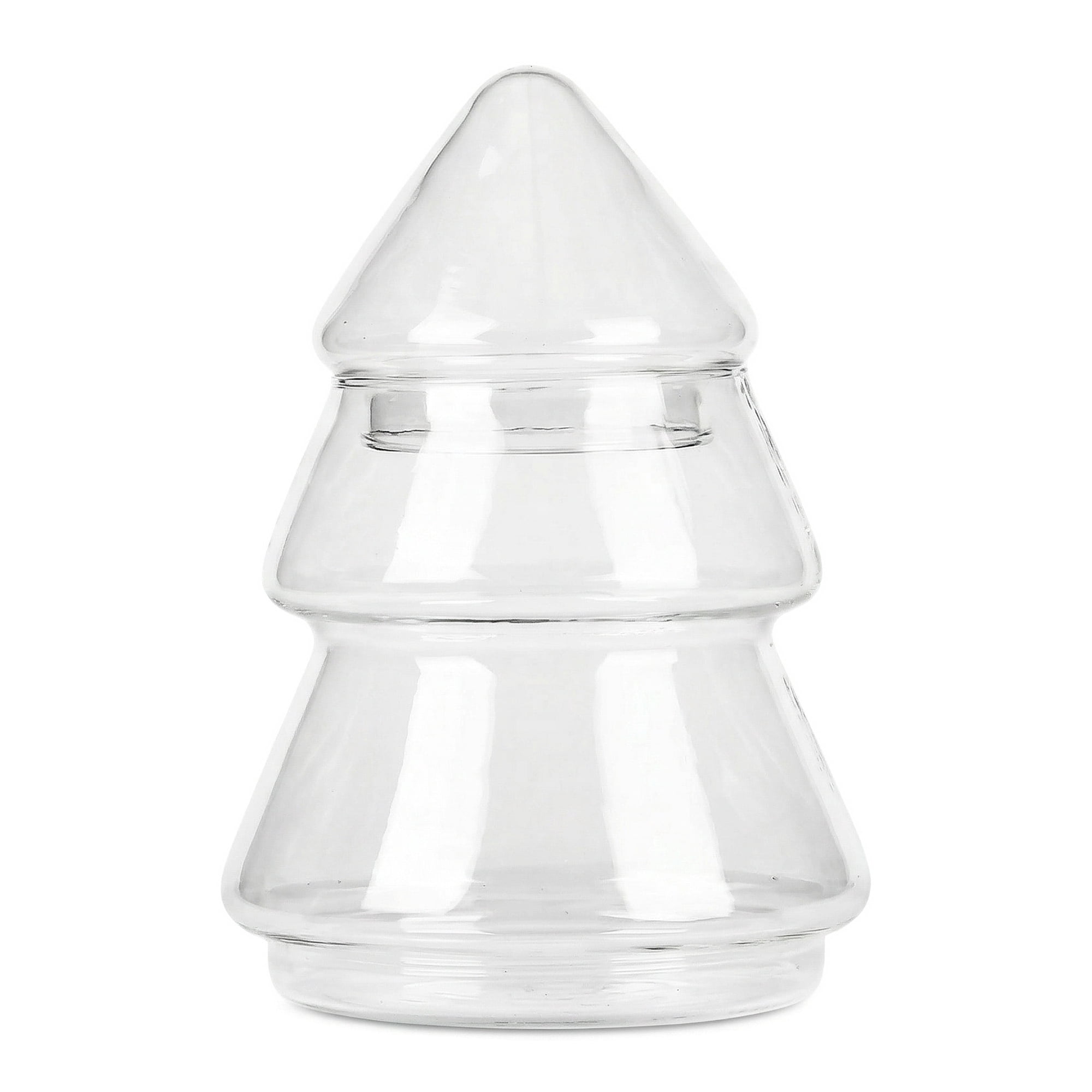 Unique Bargains Christmas Tree Glass Storage Jar With Lid Clear 3.9" x 3.9" x 7.1"