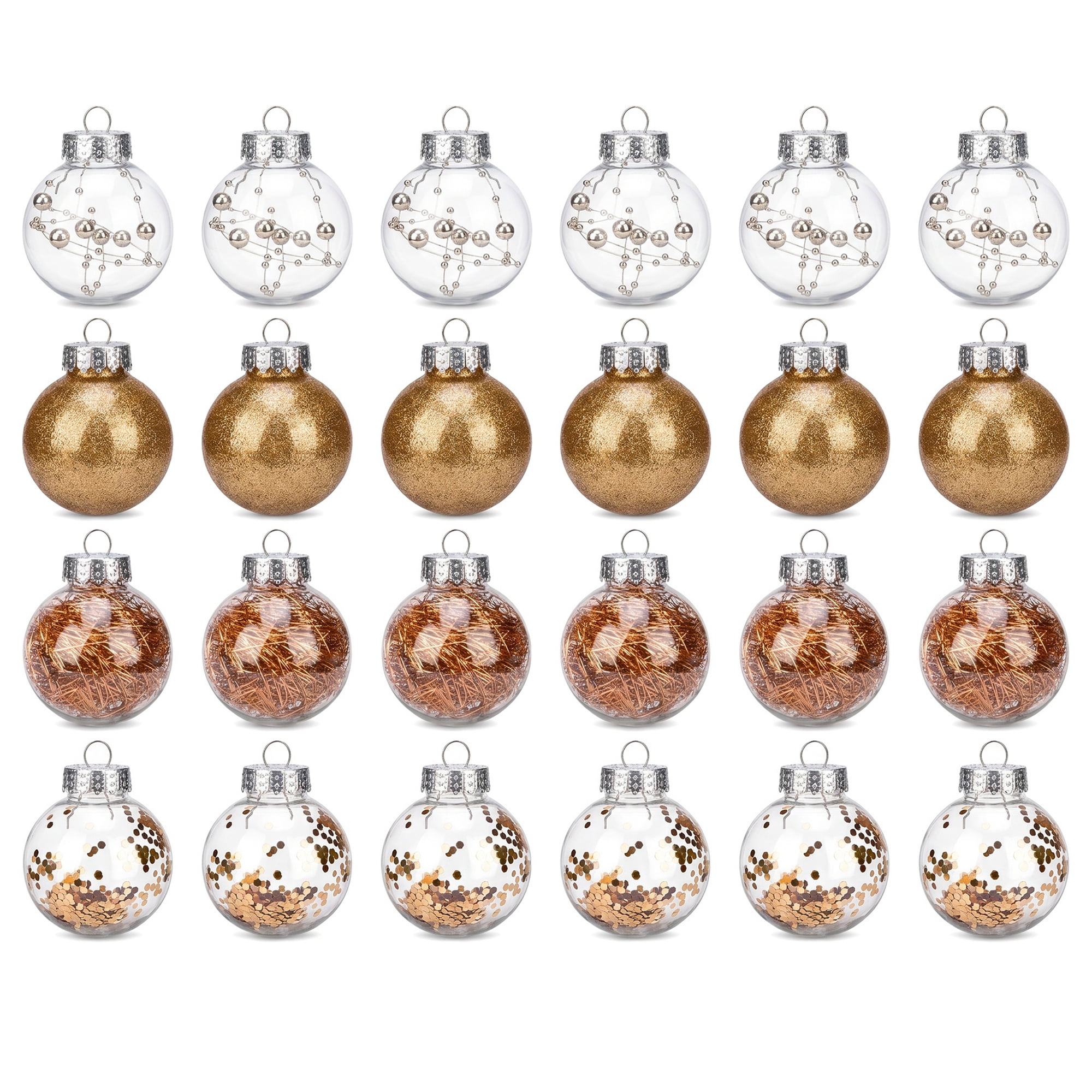 Unique Bargains Christmas Tree Ornaments - 24 Pack Baubles Shatterproof Ball Gold 2.4"