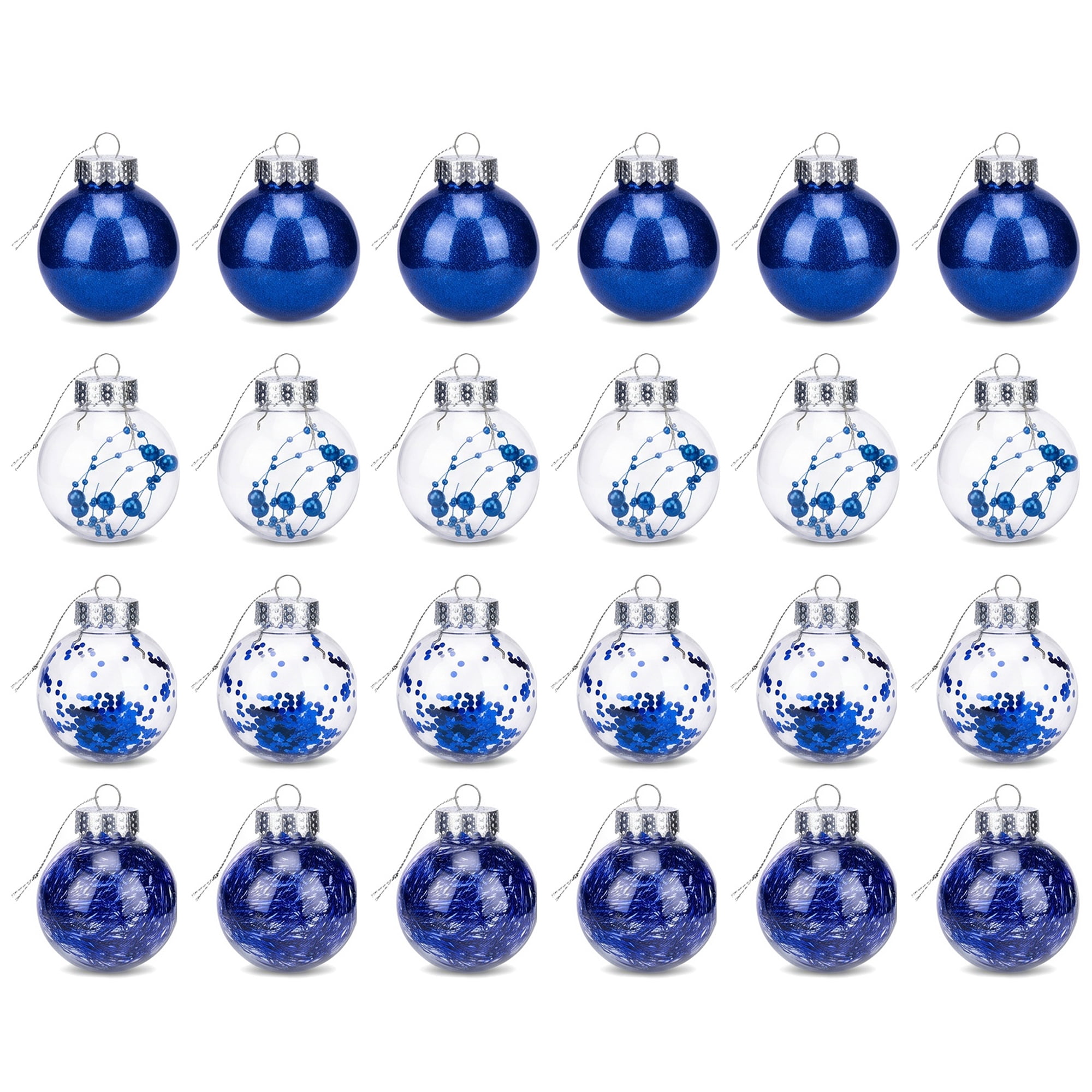 Unique Bargains Christmas Tree Ornaments - 24 Pack Baubles Shatterproof Balls Blue A 2.4"