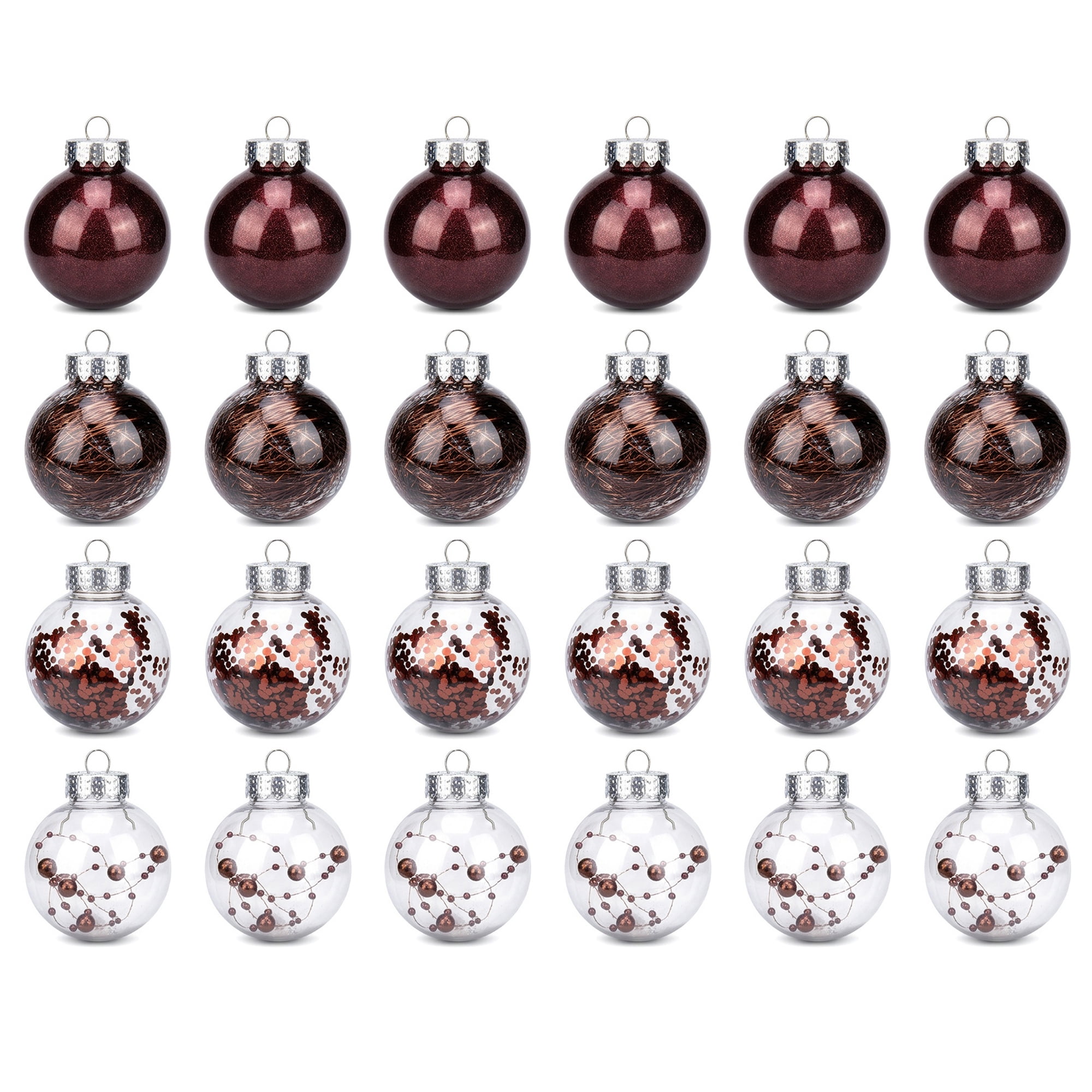 Unique Bargains Christmas Tree Ornaments - 24 Pack Baubles Shatterproof Balls Brown 2.4"