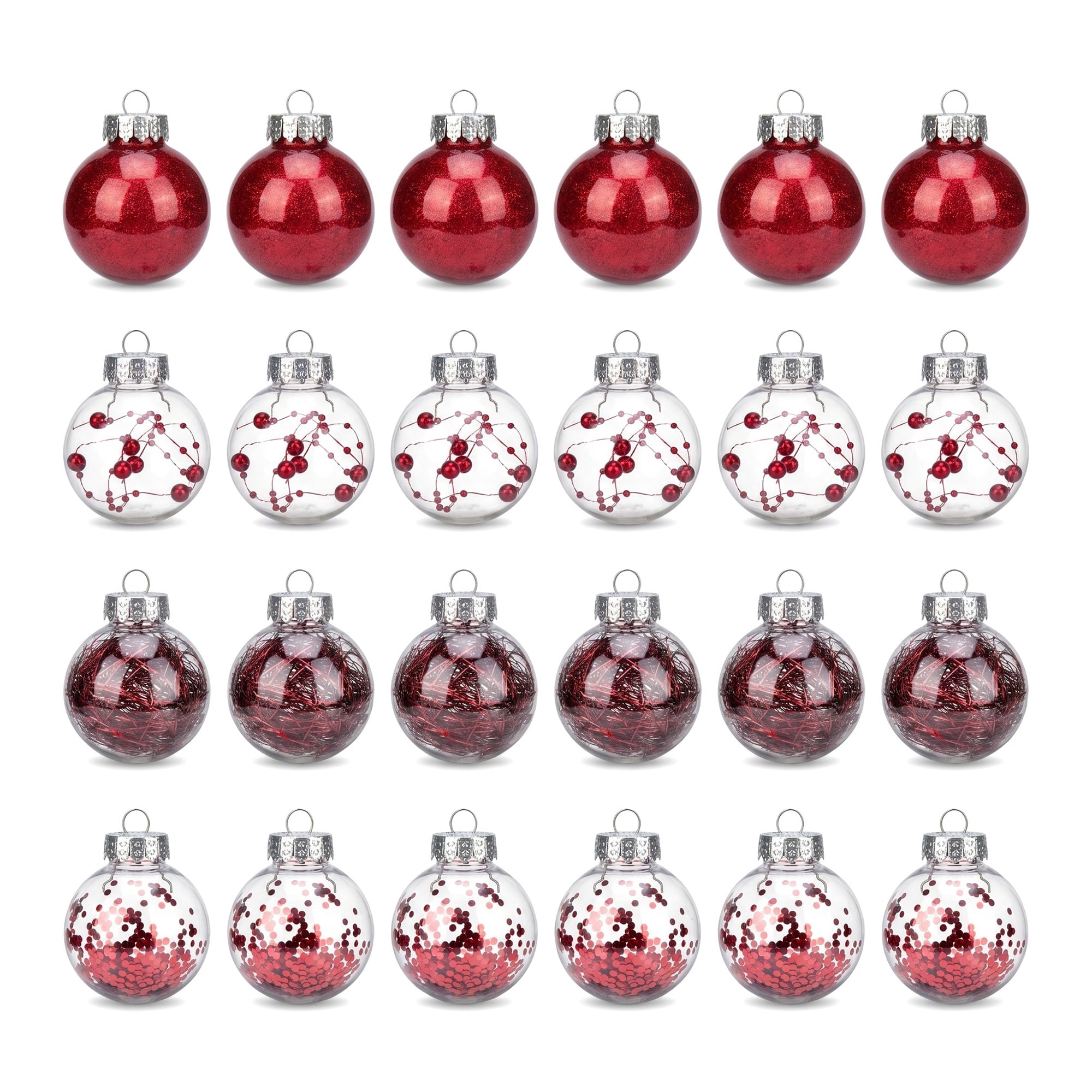 Unique Bargains Christmas Tree Ornaments - 24 Pack Baubles Shatterproof Balls Claret 2.4"