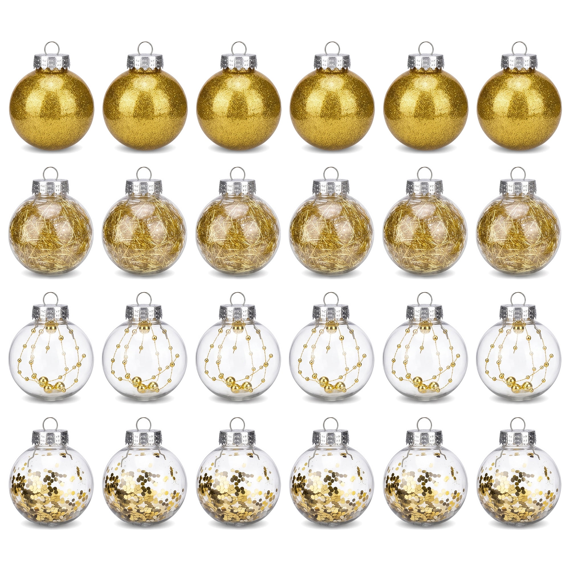 Unique Bargains Christmas Tree Ornaments - 24 Pack Baubles Shatterproof Balls Gold 2.4"