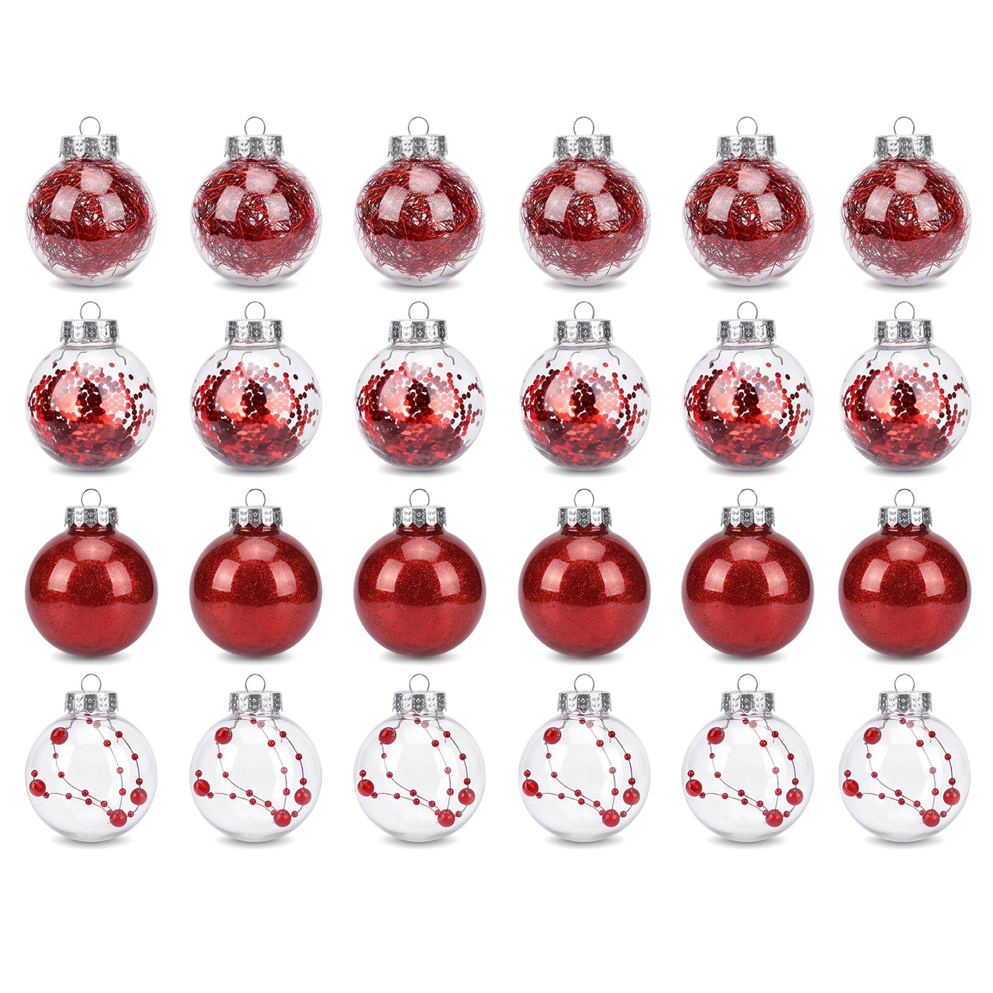 Unique Bargains Christmas Tree Ornaments - 24 Pack Baubles Shatterproof Balls Red 2.4"