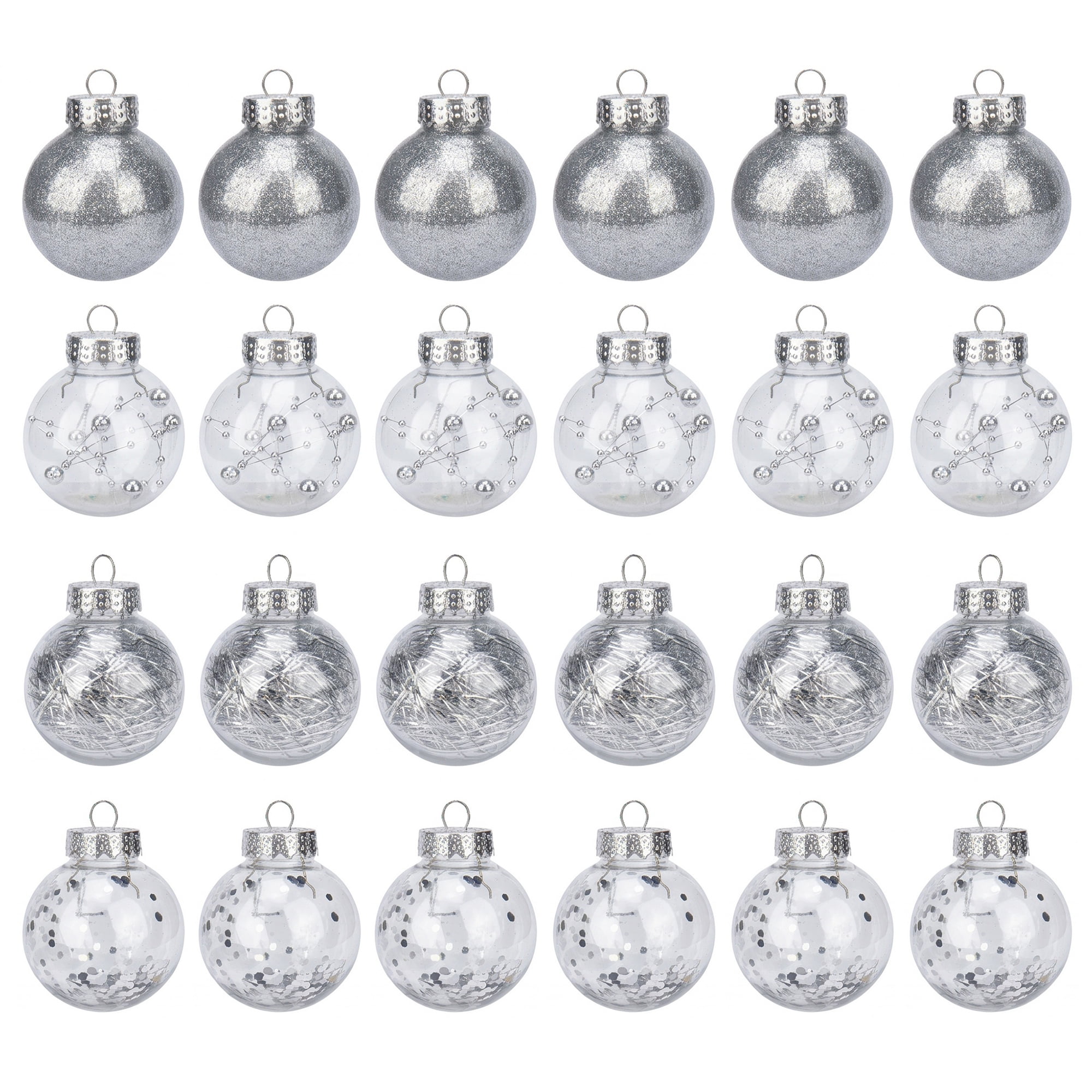 Unique Bargains Christmas Tree Ornaments - 24 Pack Baubles Shatterproof Balls White A 2.4"