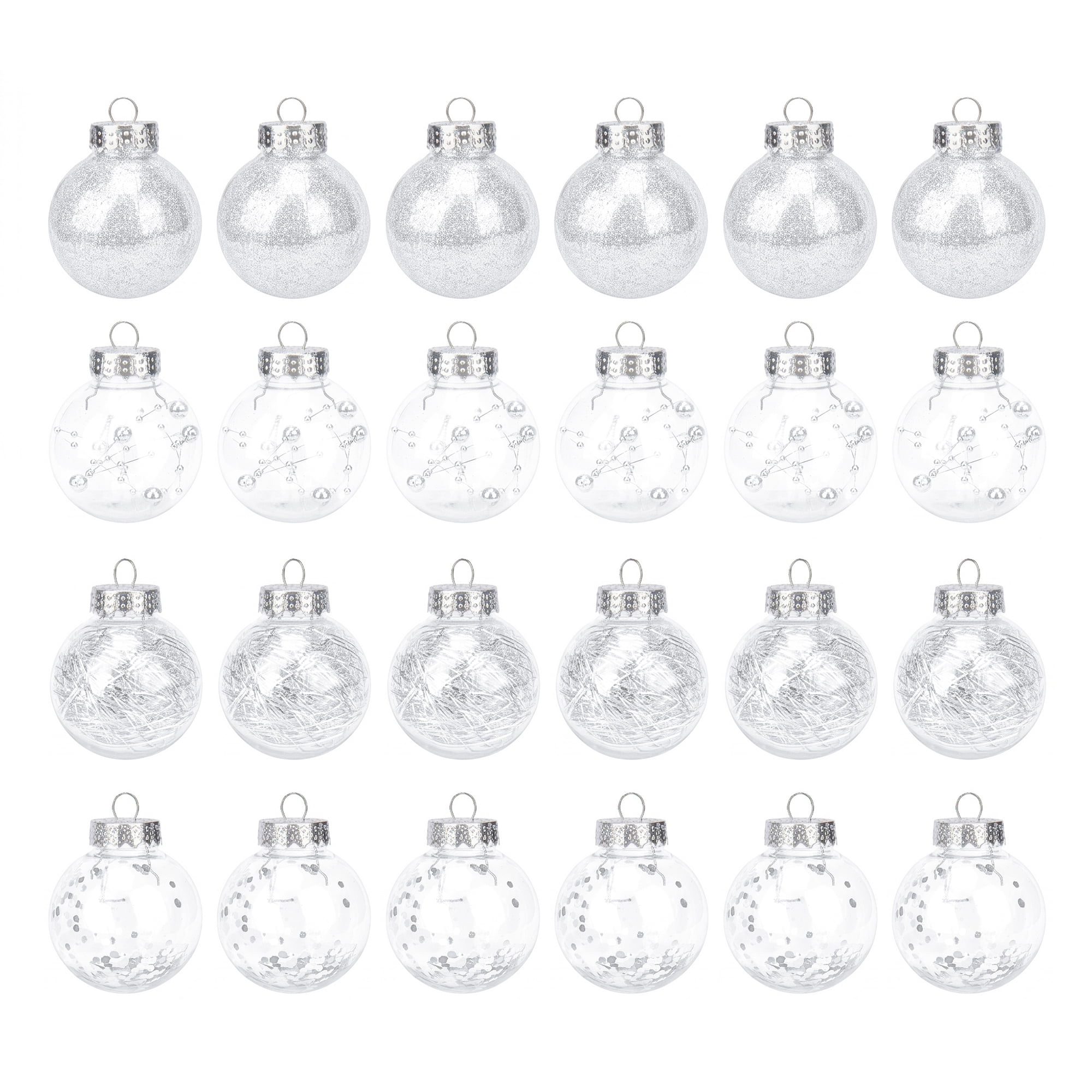 Unique Bargains Christmas Tree Ornaments - 24 Pack Baubles Shatterproof Balls White B 2.4"