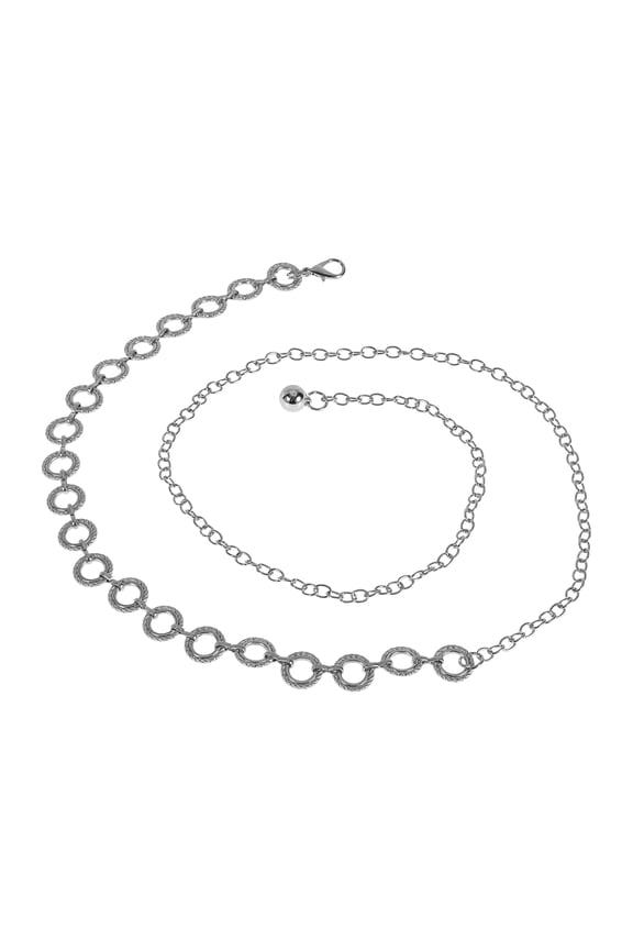 Circle Adjustable Waist Belt in Silver Tone for Versatile Styling 1 Pc