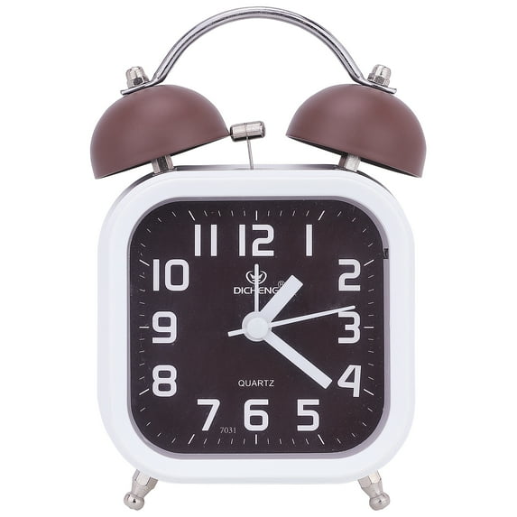 Unique Bargains Classic Alarm Clock with Nightlight Brown 3.5"L x 2.2"W x 5.5"H