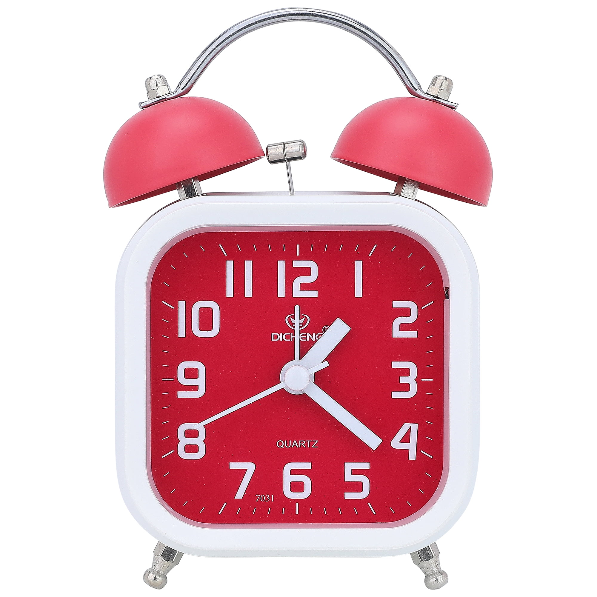 Unique Bargains Classic Alarm Clock with Nightlight Dark Pink 3.5"L x 2.2"W x 5.5"H