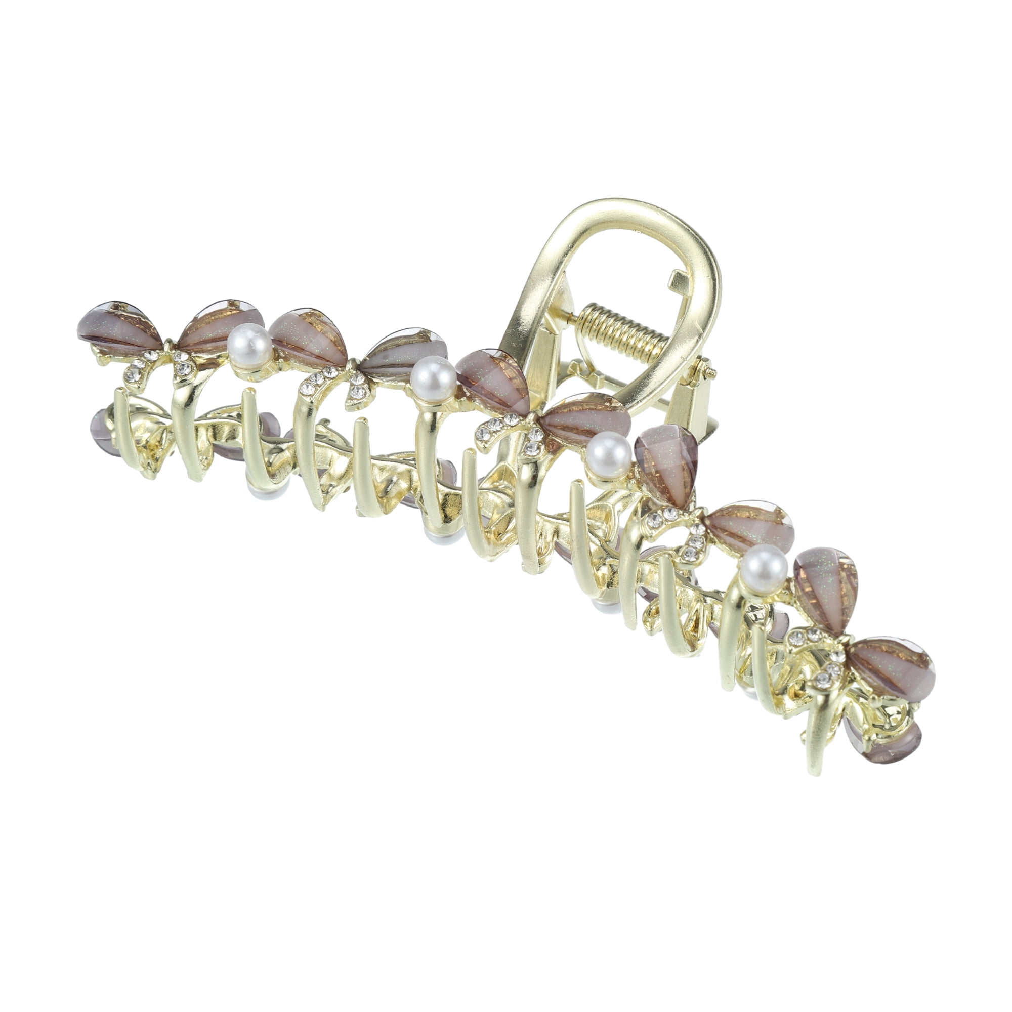 Unique Bargains Classic Faux Crystal Bling Bow Tie Hair Clip for Women Girls, Gray