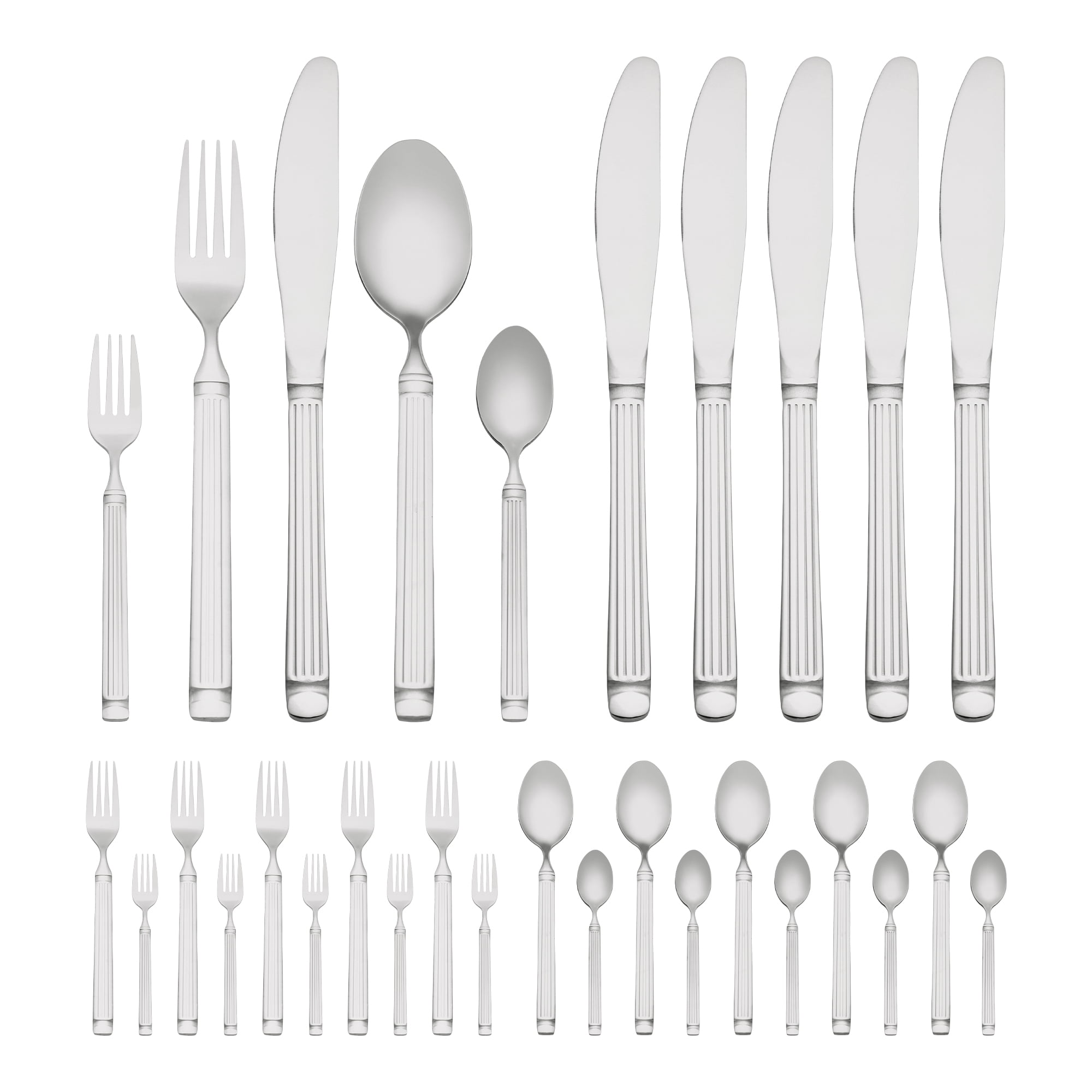Unique Bargains Classic Mirror Polished Stainless Steel Flatware Set Silver 30pcs