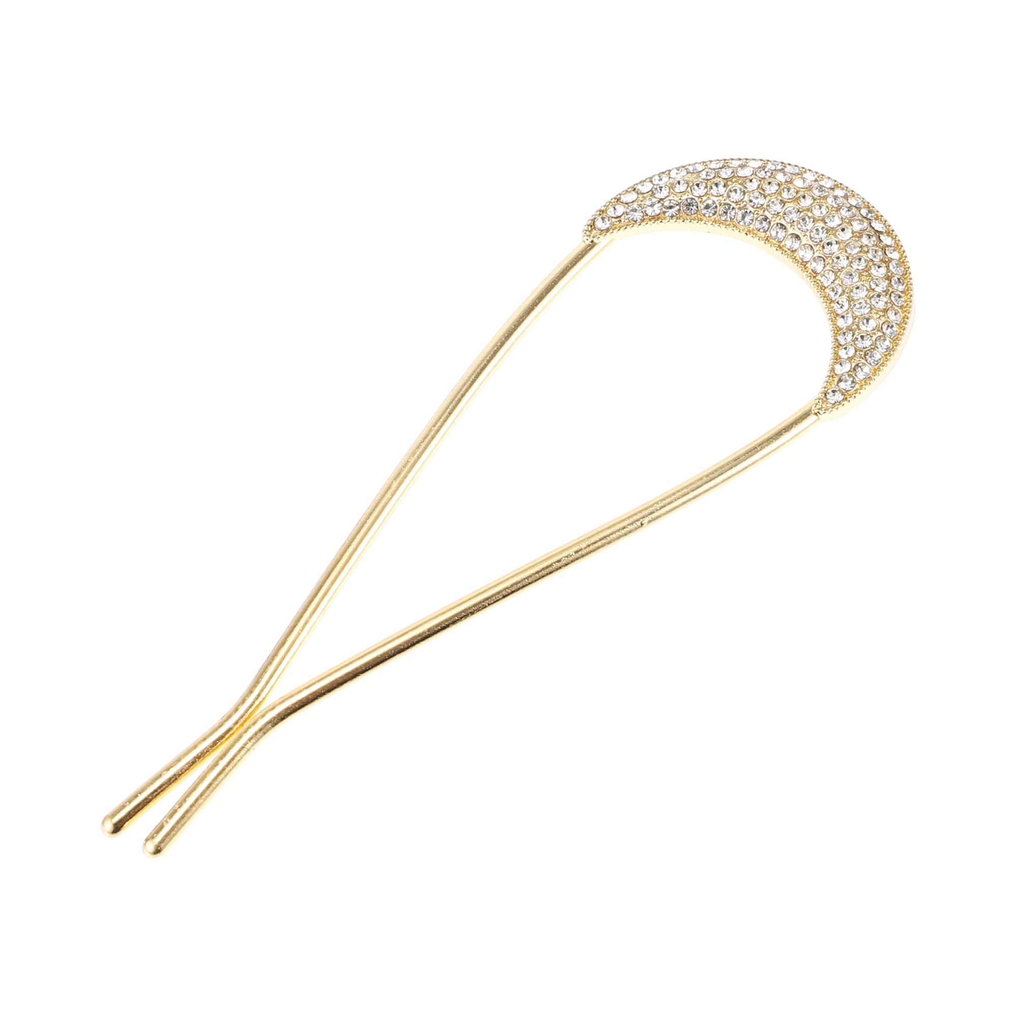 Unique Bargains Classic Moon U-shaped Hair Pins Hair Clips 4.41"x1.54" 1 Pc Gold Tone