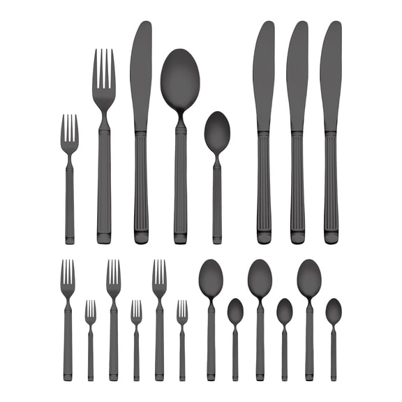 Unique Bargains Classic Stainless Steel Flatware Sets for Multiple Uses Black 20pcs