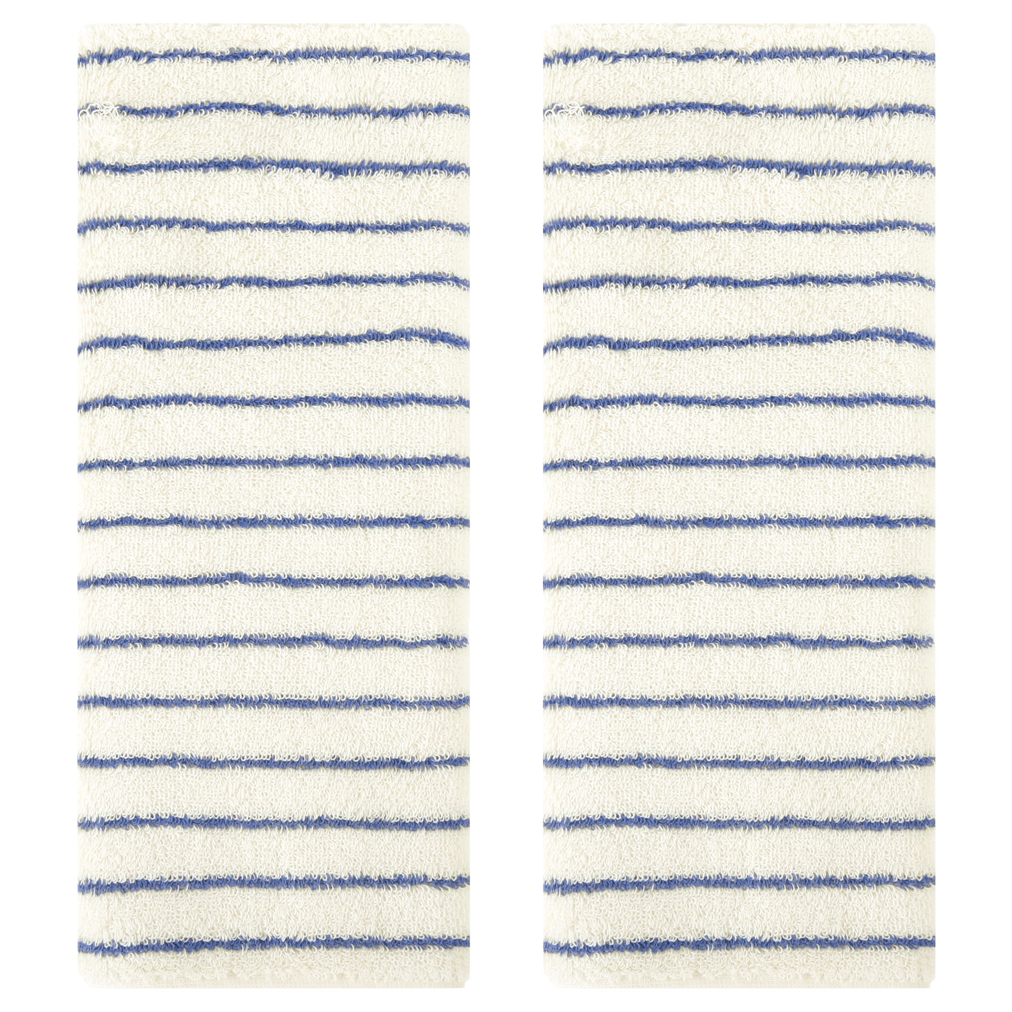 Unique Bargains Classic Stripe Bath Hand Towels Cotton Soft Absorbent Light Blue 2-Piece