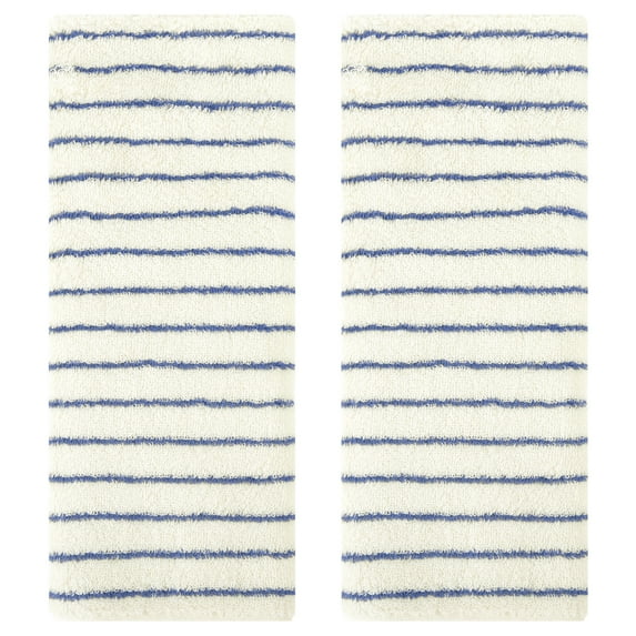 Unique Bargains Classic Stripe Bath Hand Towels Cotton Soft Absorbent Light Blue 2-Piece