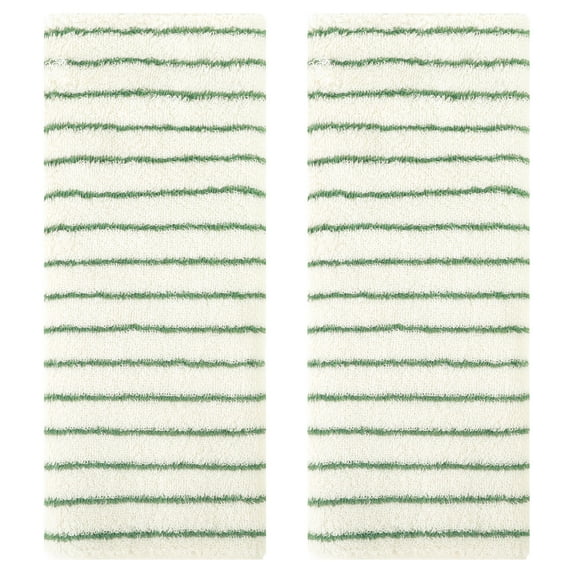 Unique Bargains Classic Stripe Bath Hand Towels Cotton Soft Absorbent Light Green 2-Piece