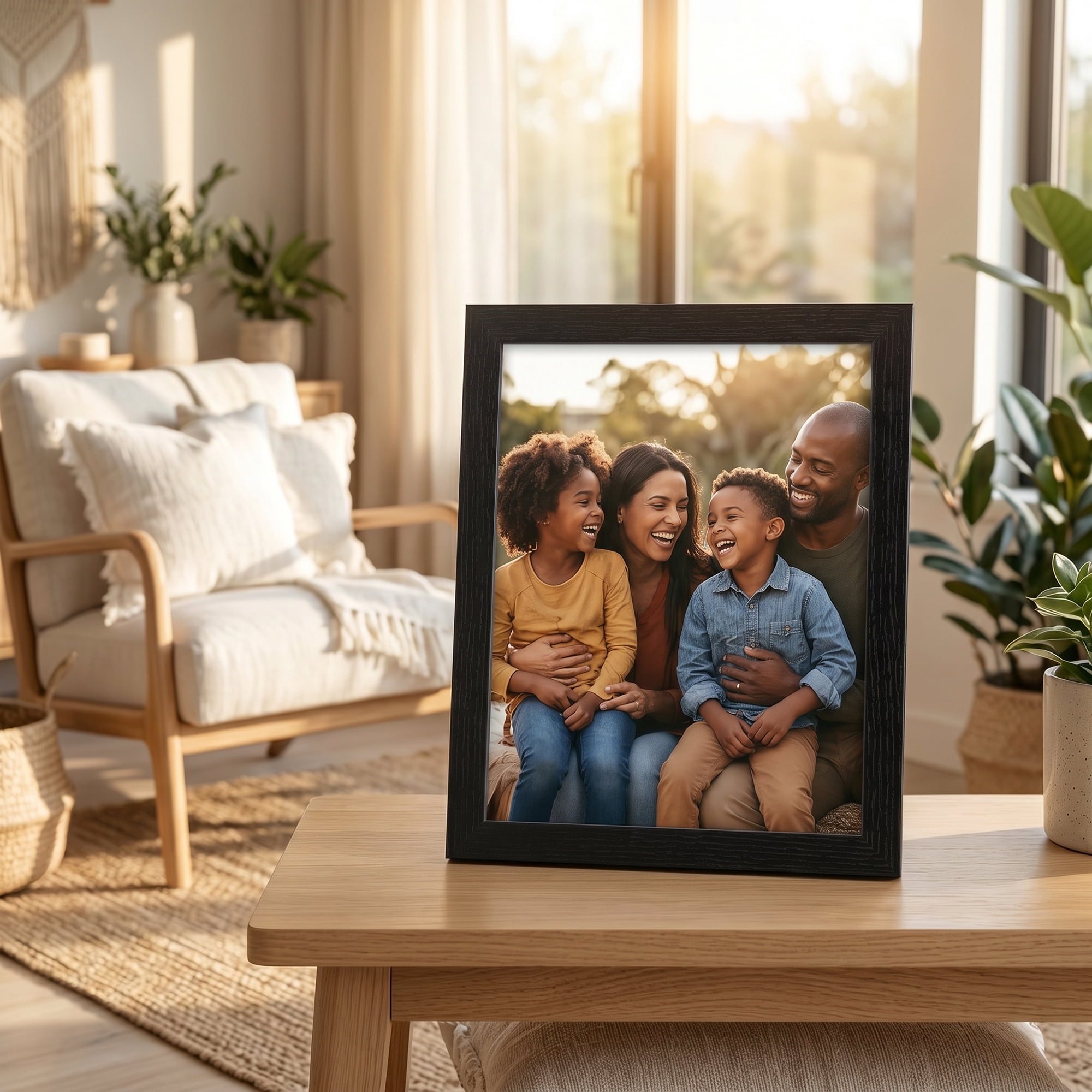 Unique Bargains Classic Wood Wall Mounting Picture Frame Black 4" x 5"