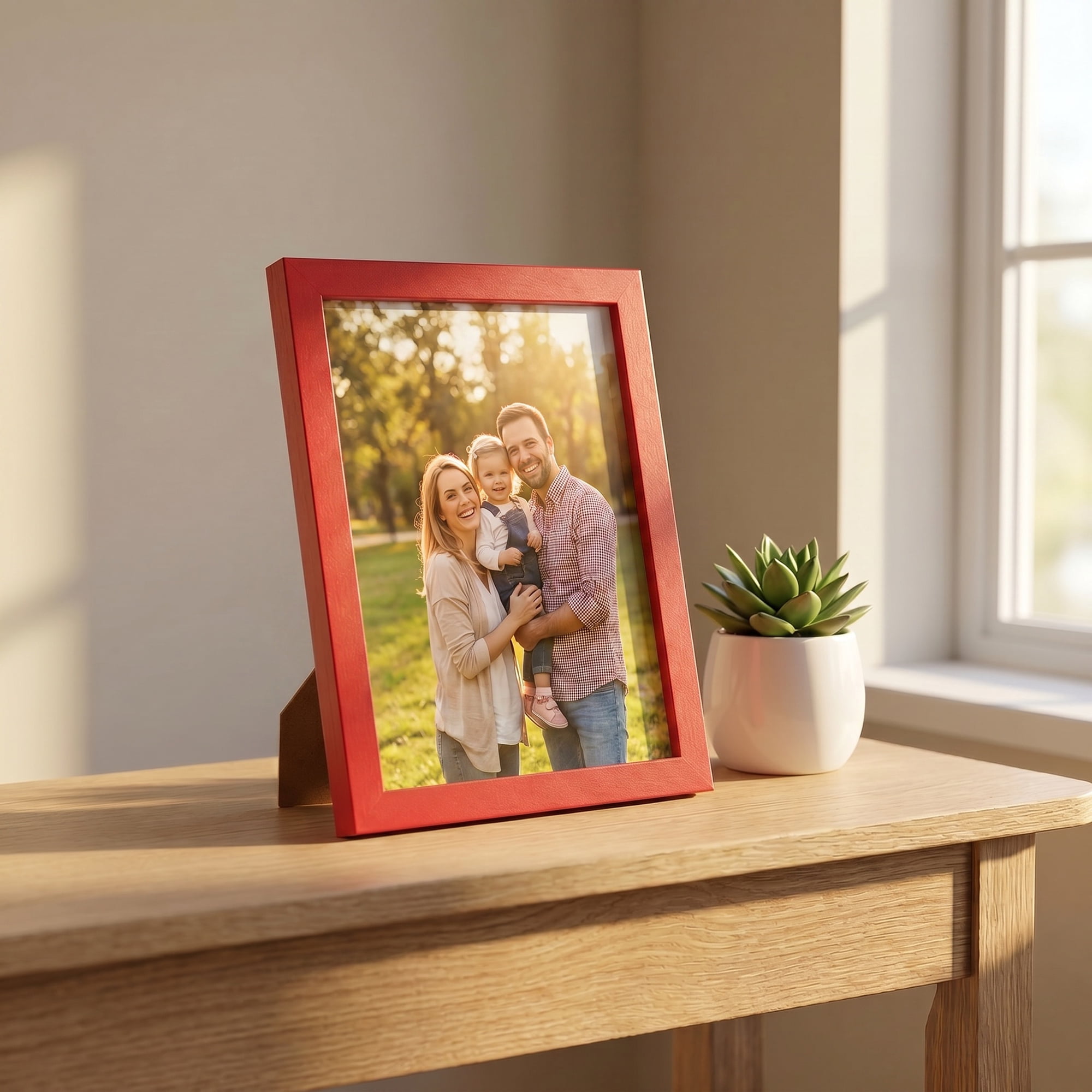 Unique Bargains Classic Wood Wall Mounting Picture Frame Red 8" x 10"