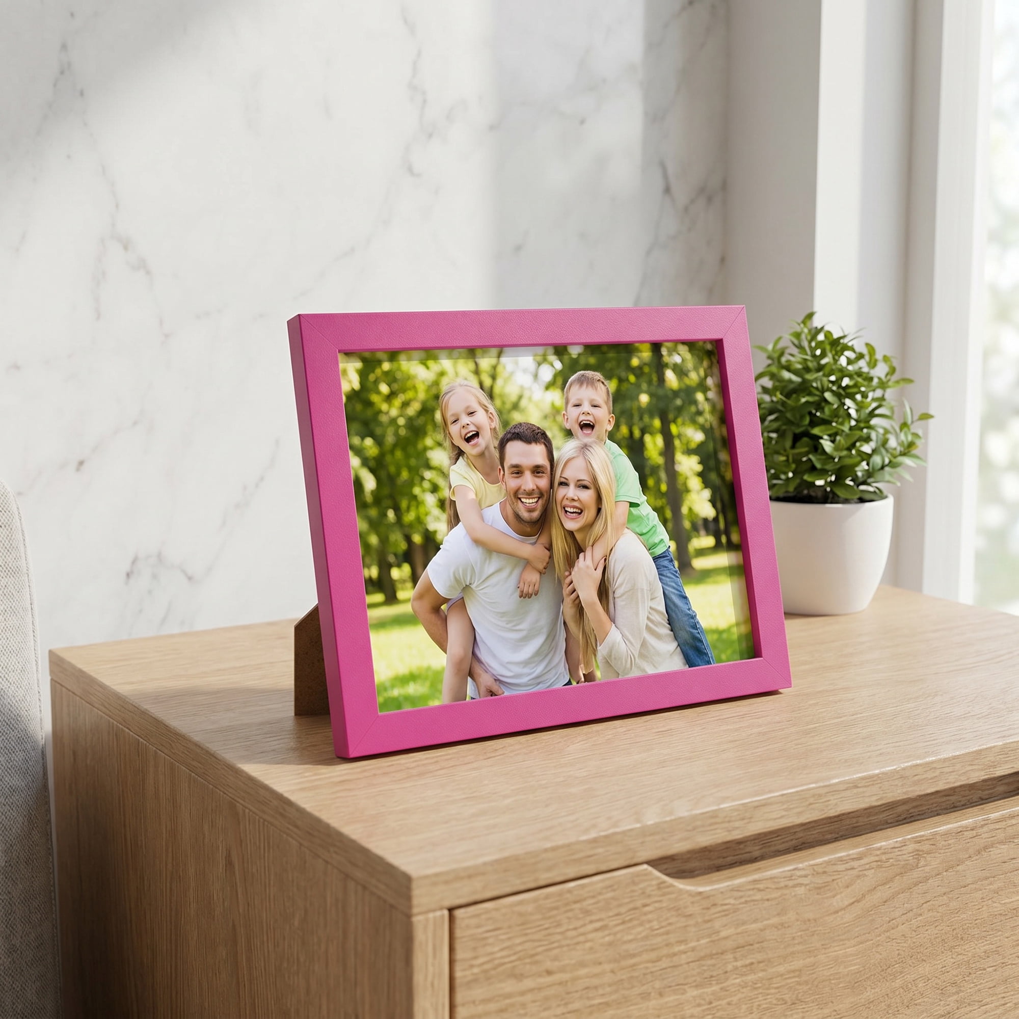 Unique Bargains Classic Wood Wall Mounting Picture Frame Rose Red 5" x 7"